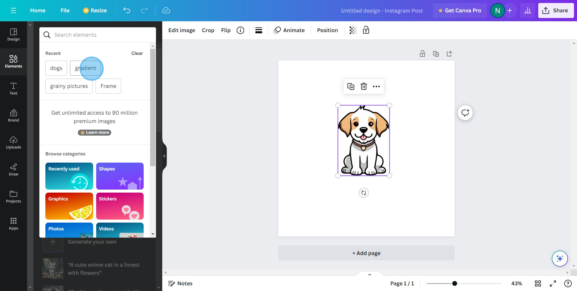 6 Click on "gradient"