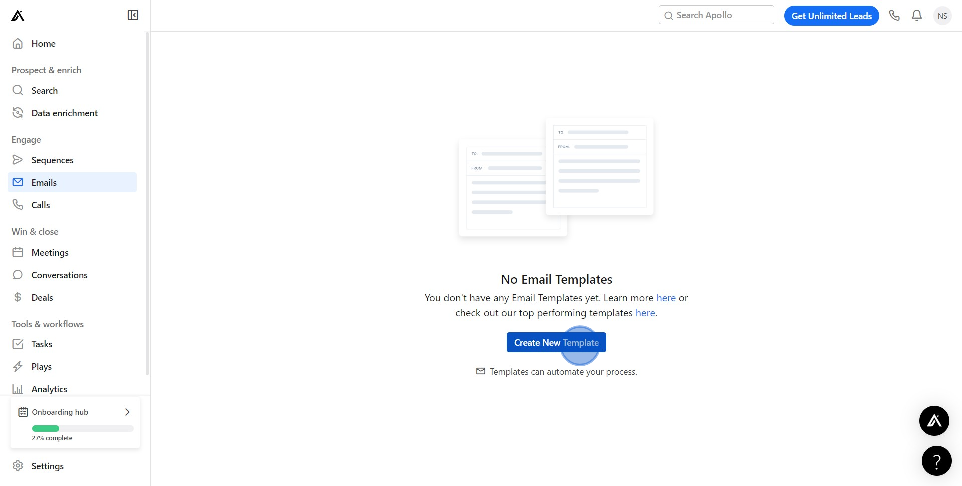 3 Click on "Create New Template"