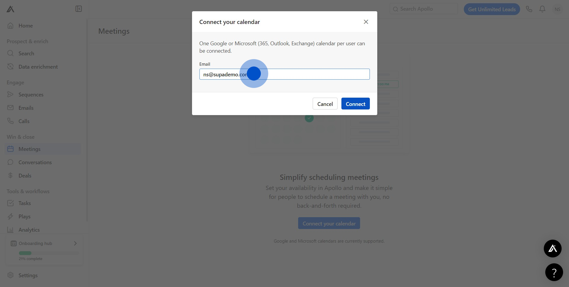 3 Click on "Connect"
