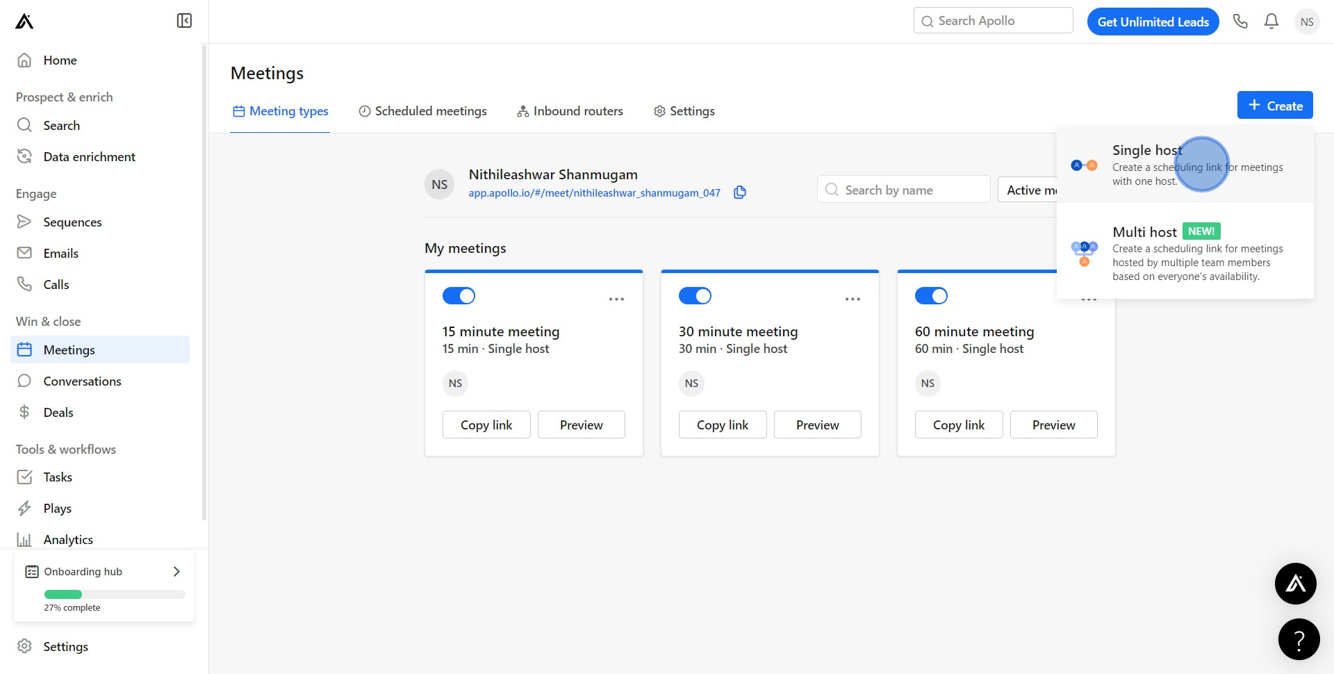 3 Click on "Create a schedu..."