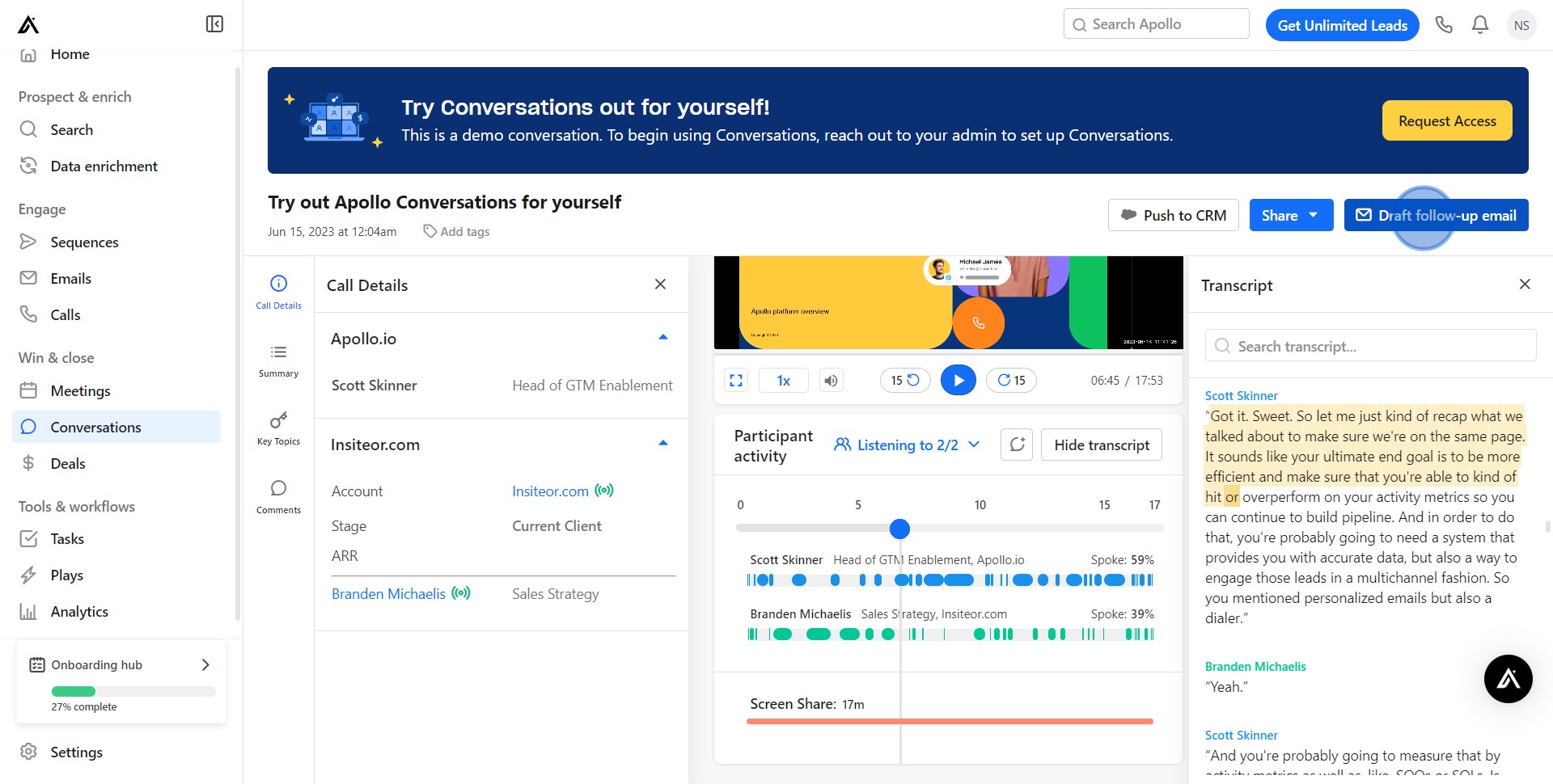12 Click on "Draft follow-up email"