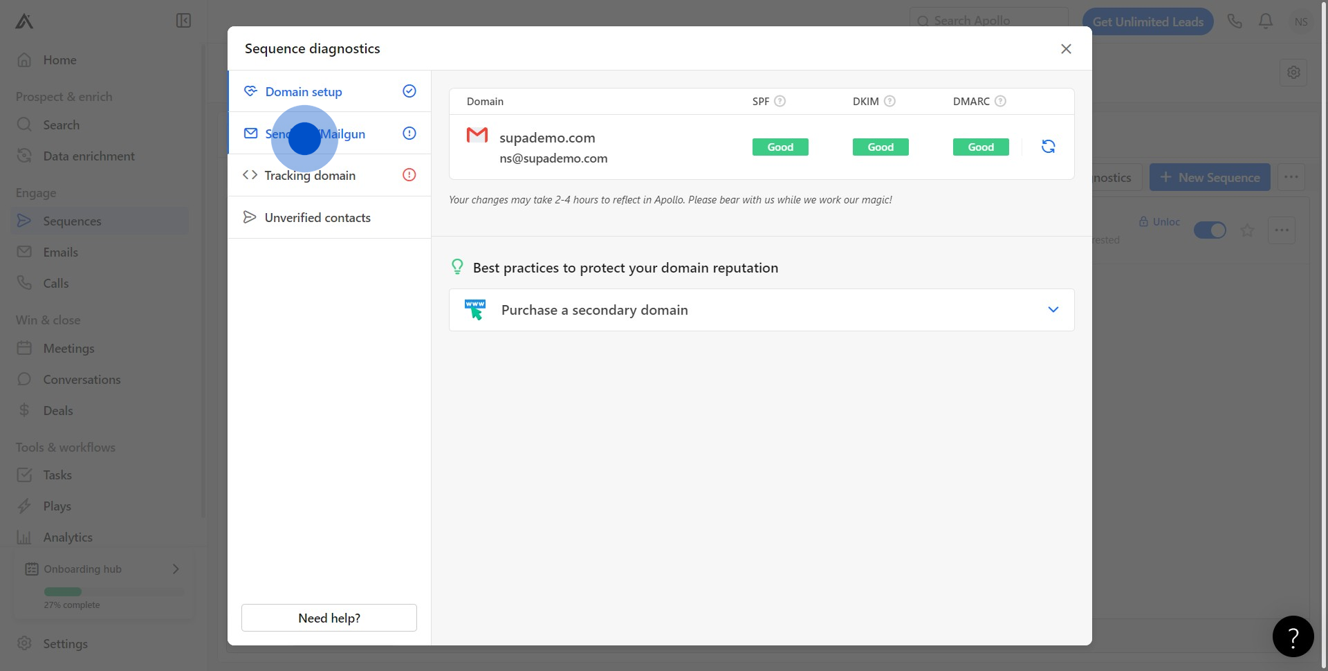 4 Click on "Sendgrid/Mailgun"