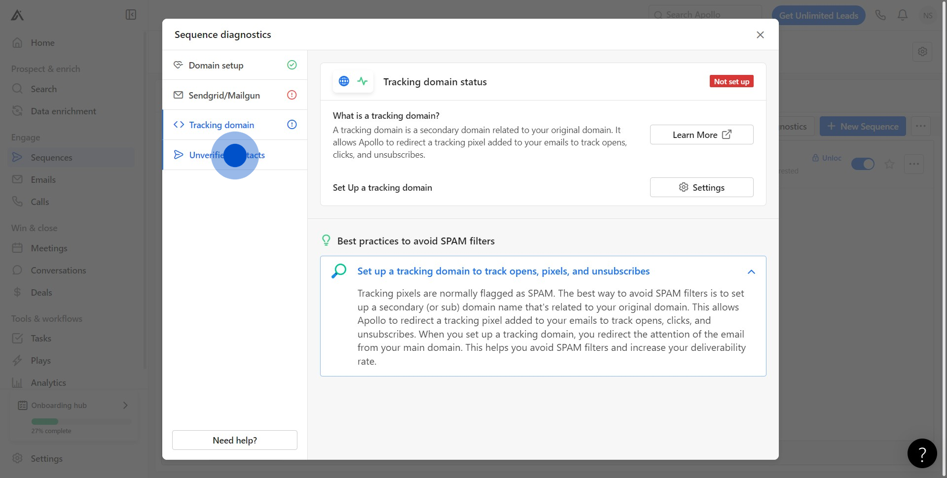 10 Click on "Unverified contacts"