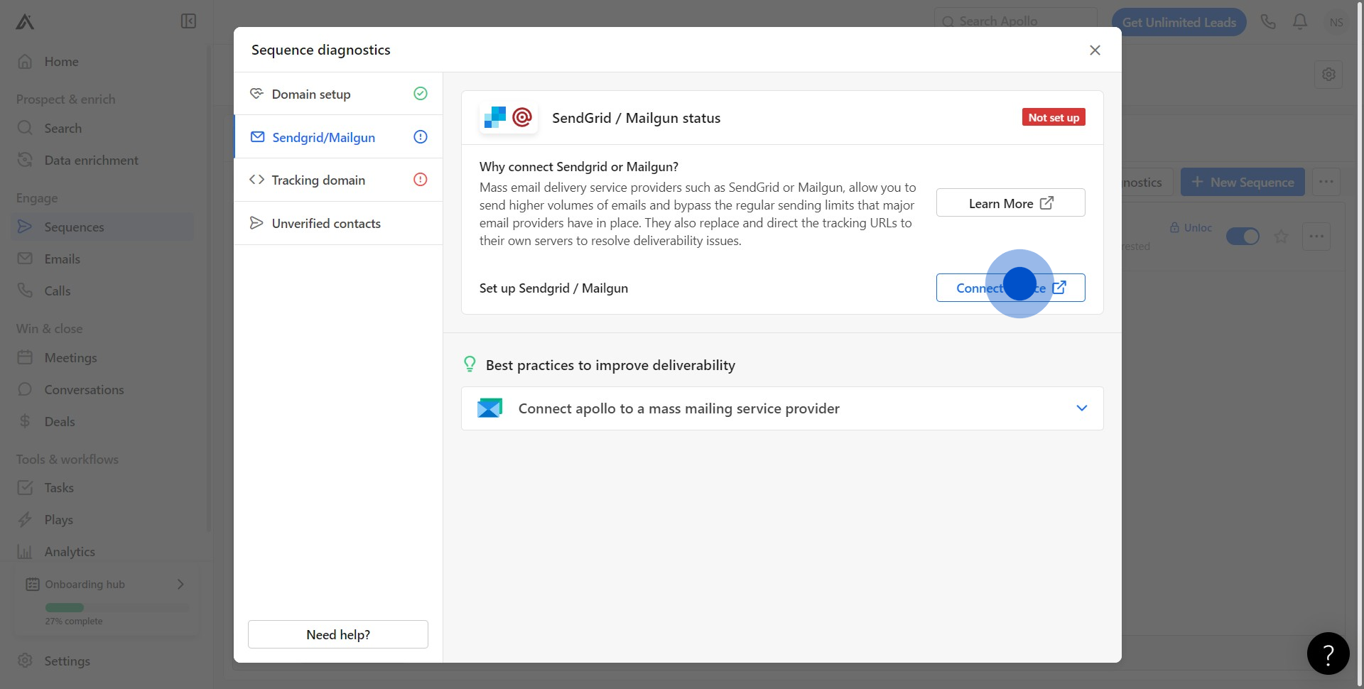 5 Click on "Connect service"