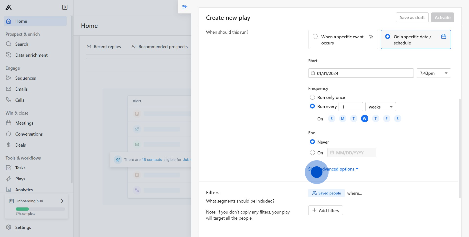 8 Click on "Show advanced options"