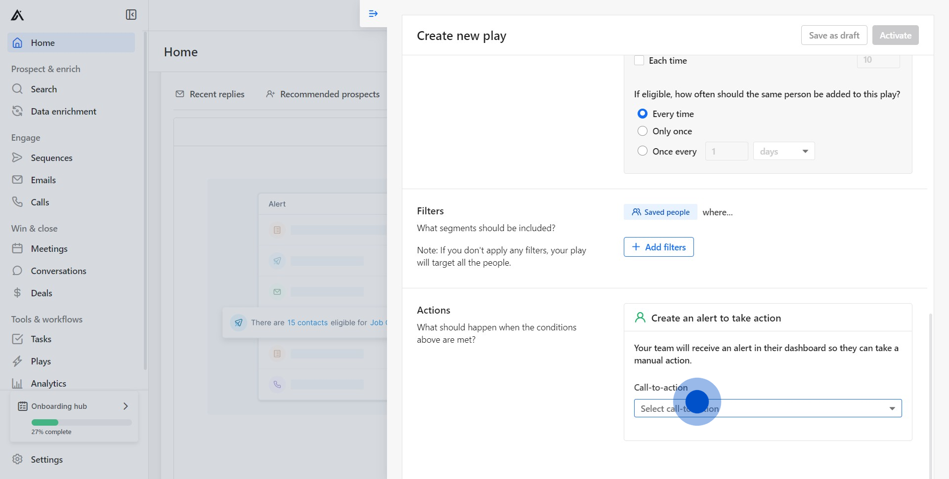 11 Click on "Select call-to-action"