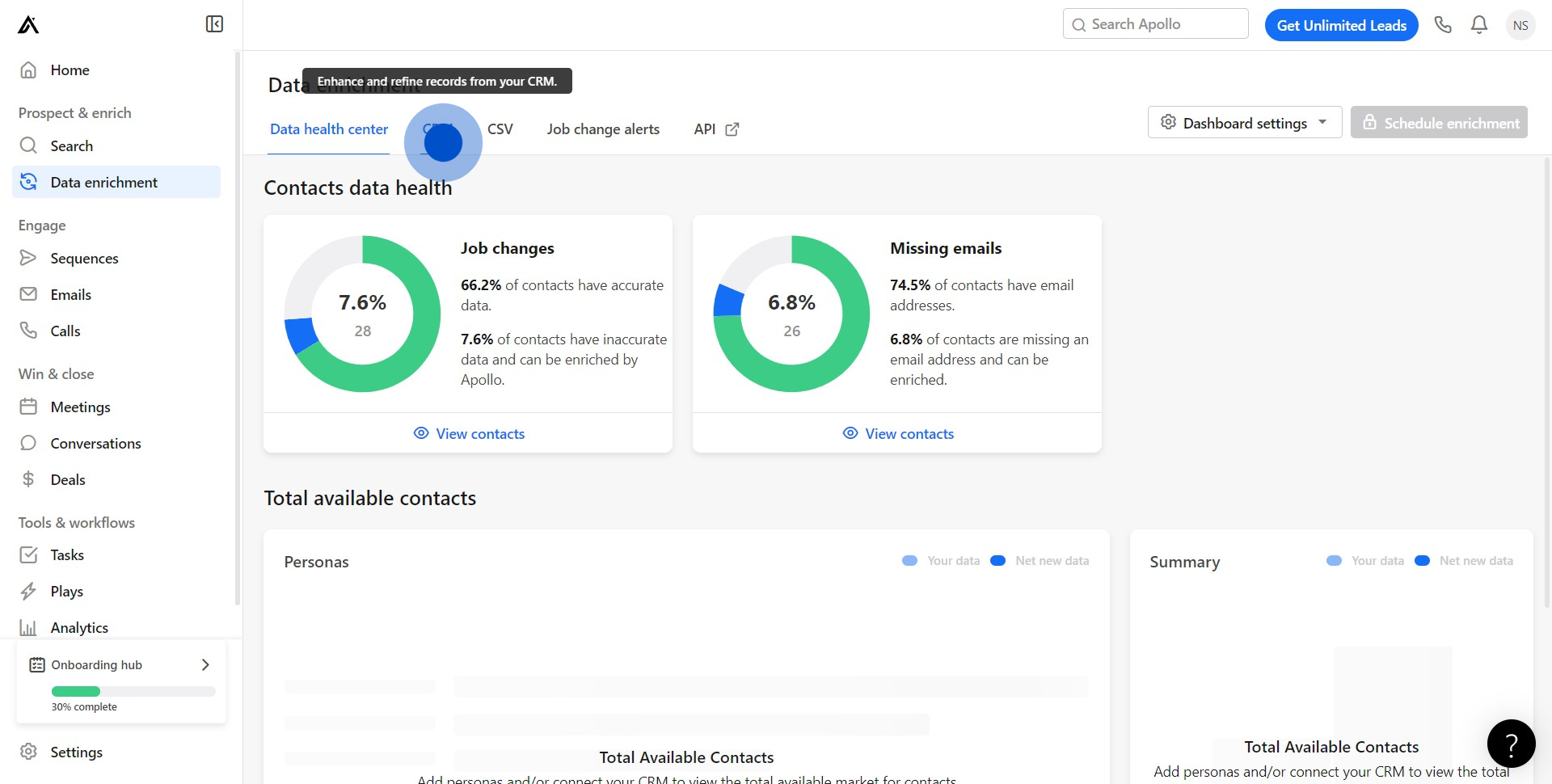 2 Click on "CRM"