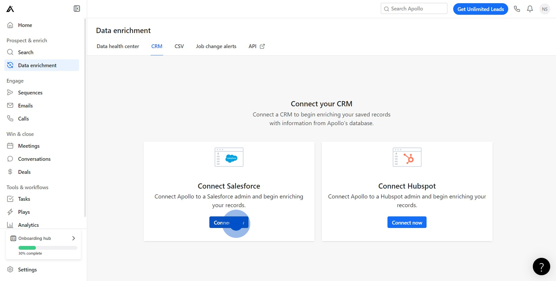 3 Click on "Connect now"
