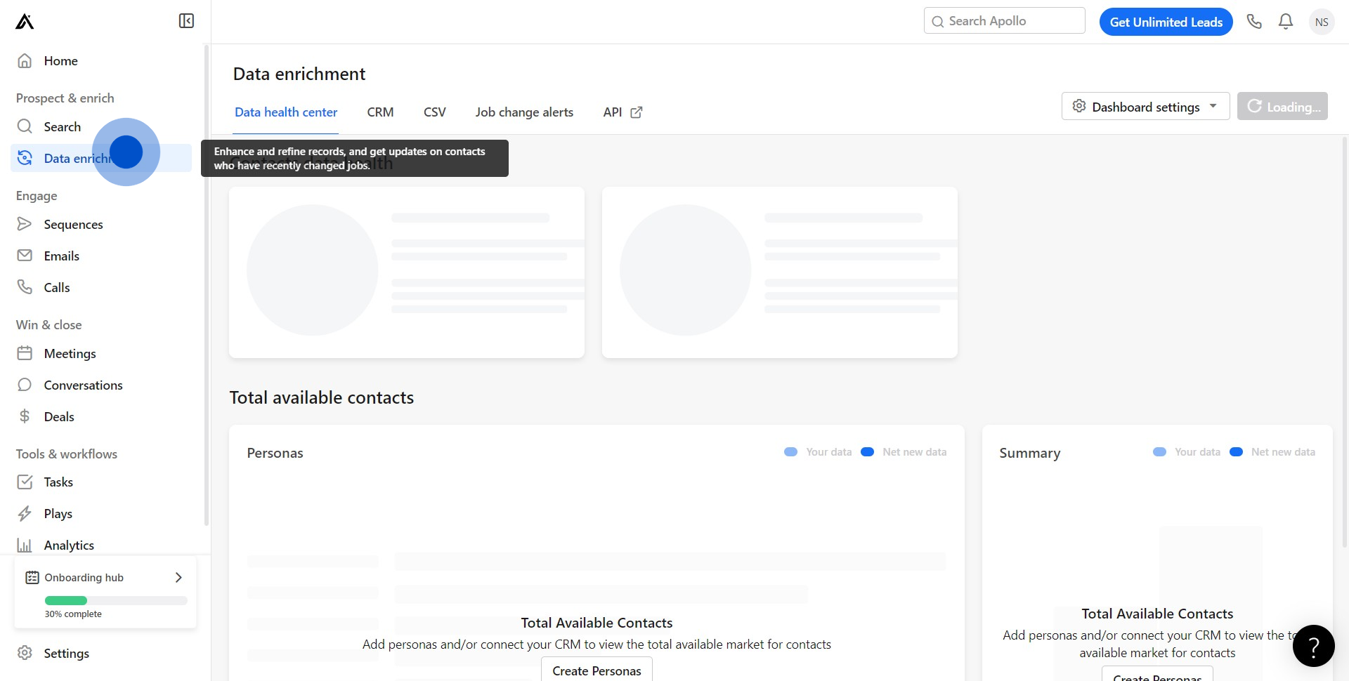 1 Click on "Data enrichment"