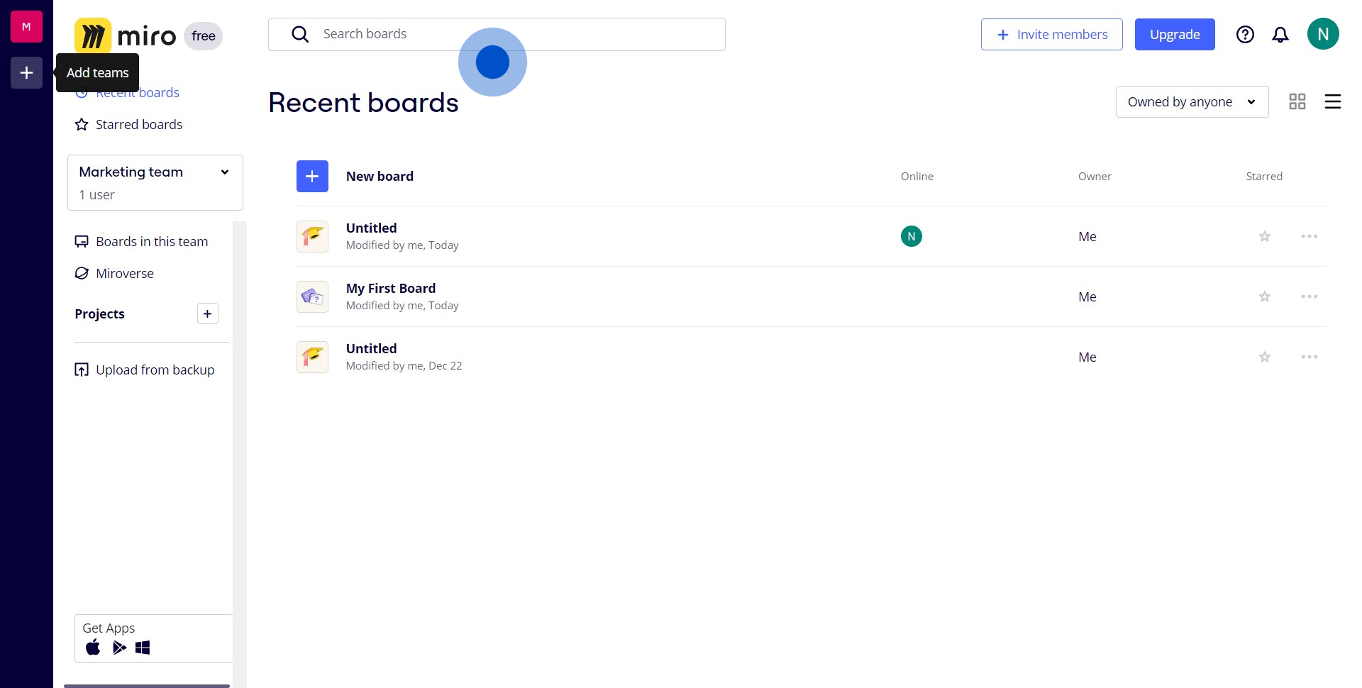 1 Click the Miro dashboard