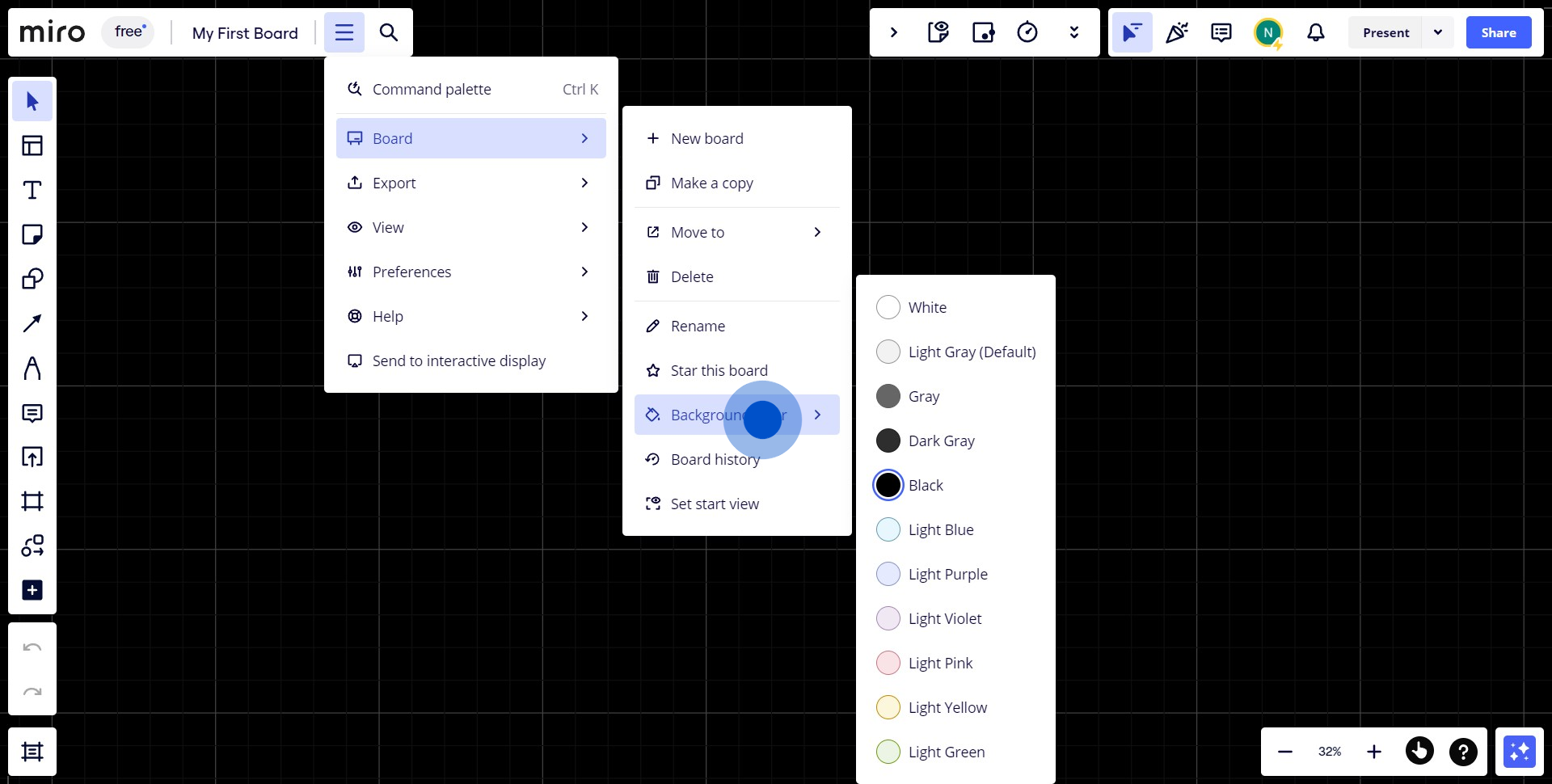 3 Click on "Background color"