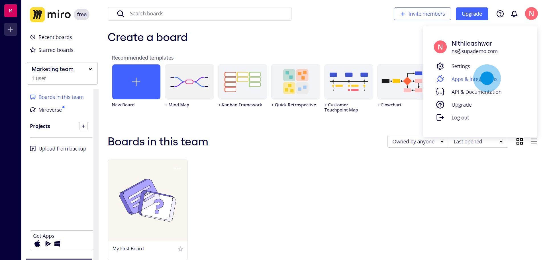 2 Click on "Apps & Integrations"