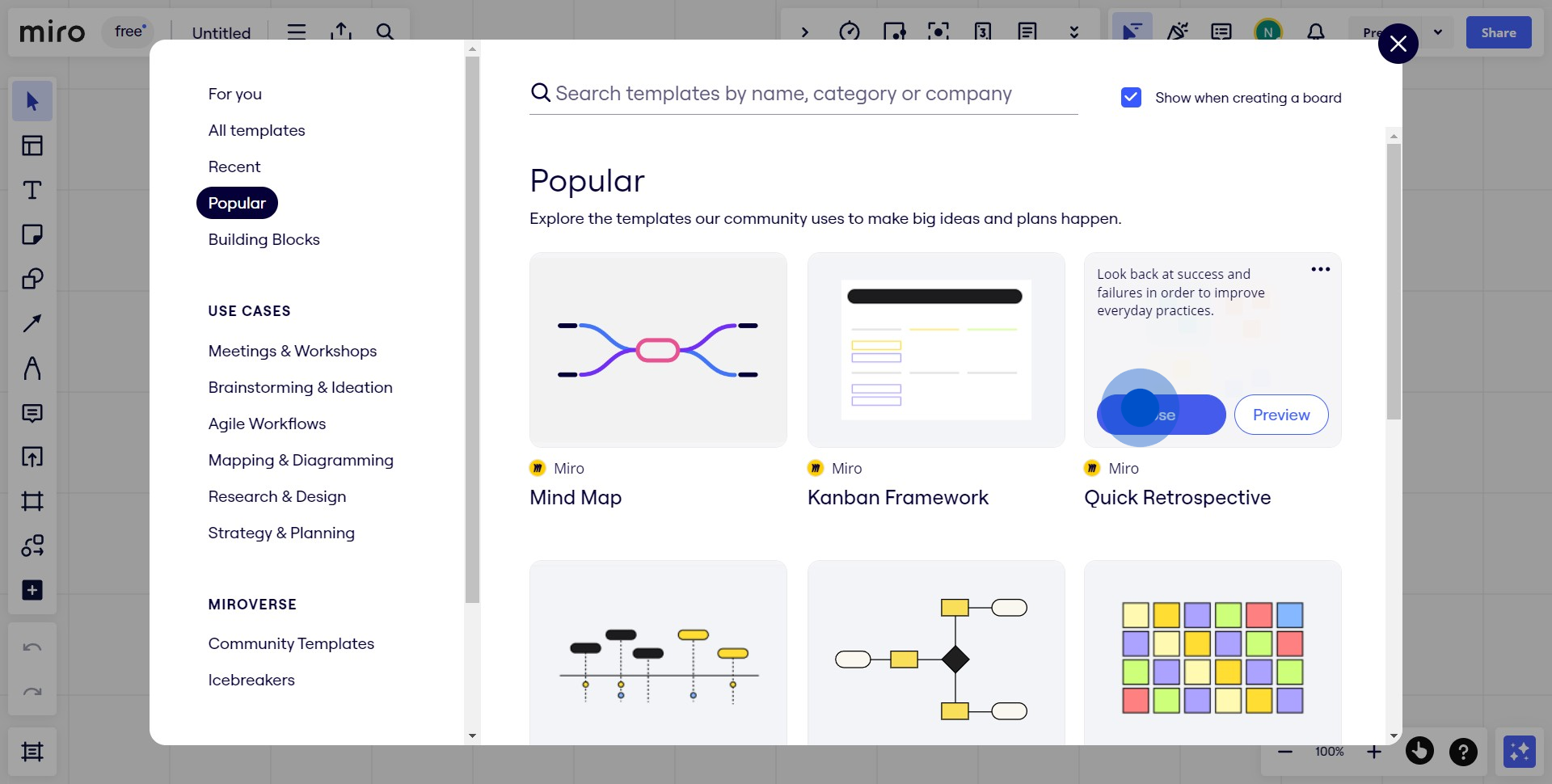 2 Click on "UseQuick Retrospective"