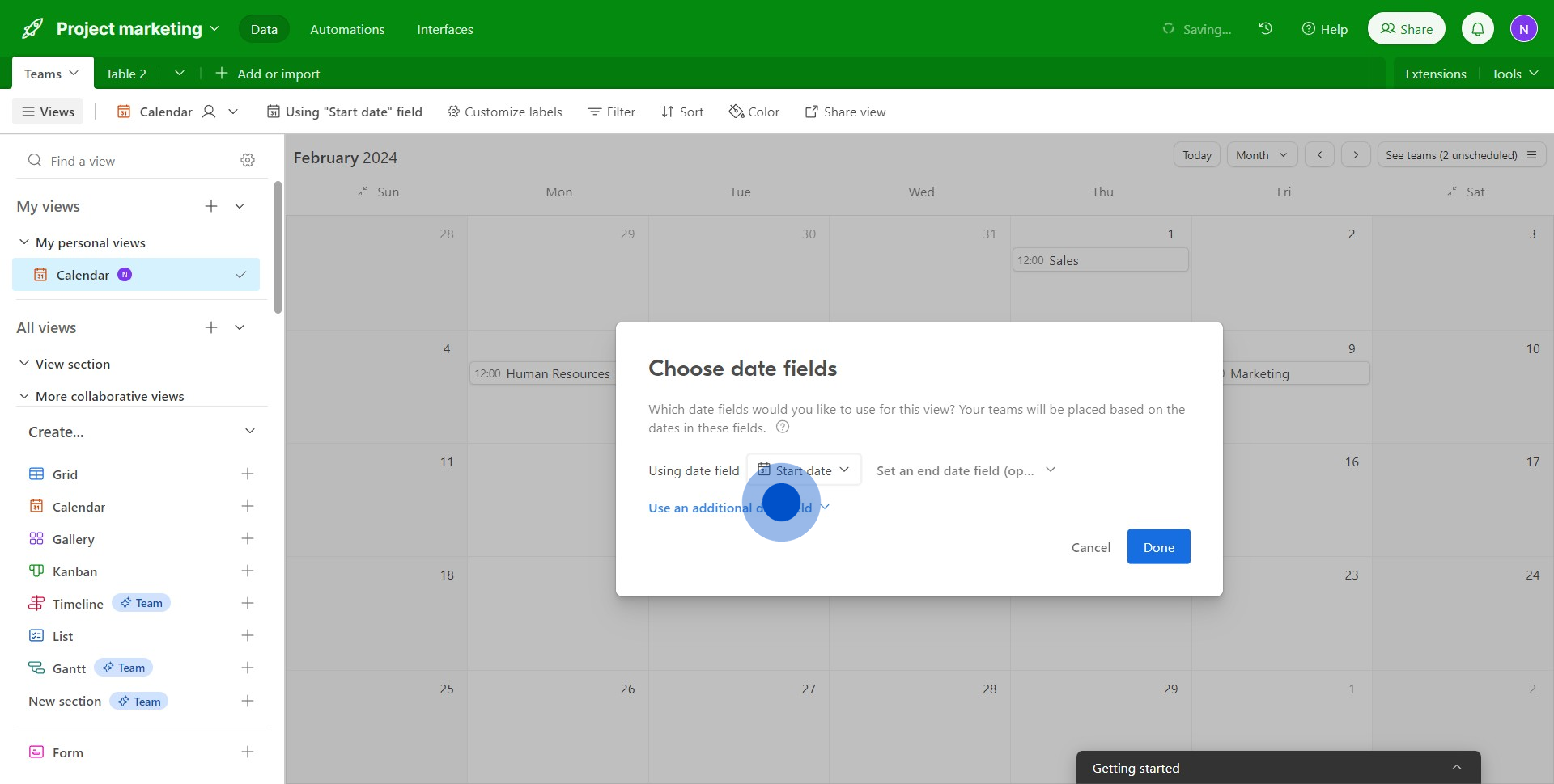 4 Click on "Use an additional date field"