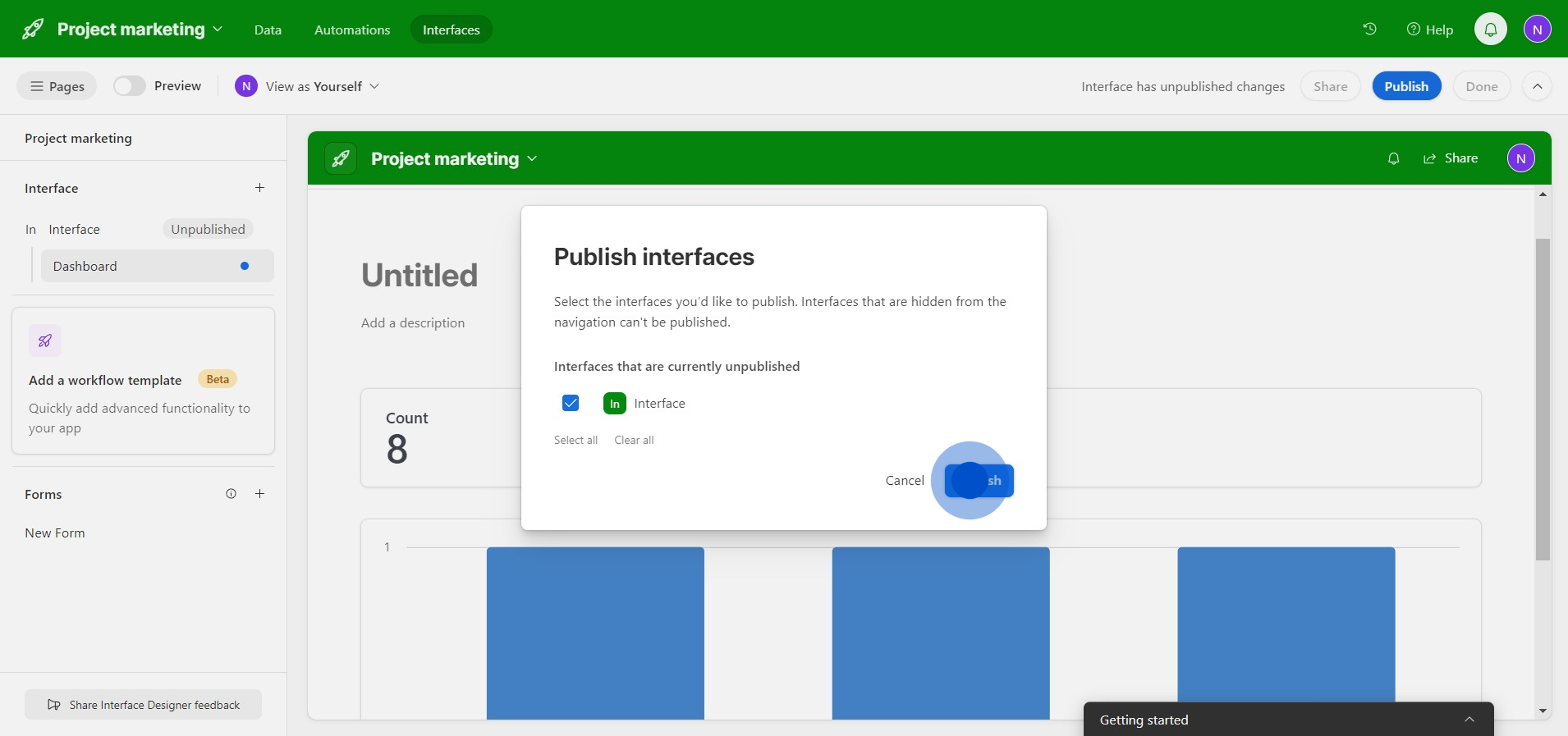 8 Click on "Publish"