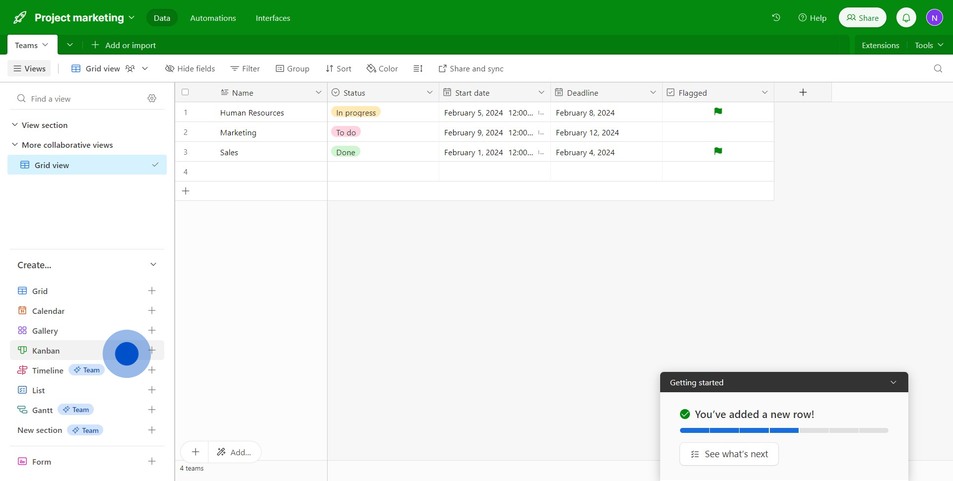 1 Click on "Kanban"