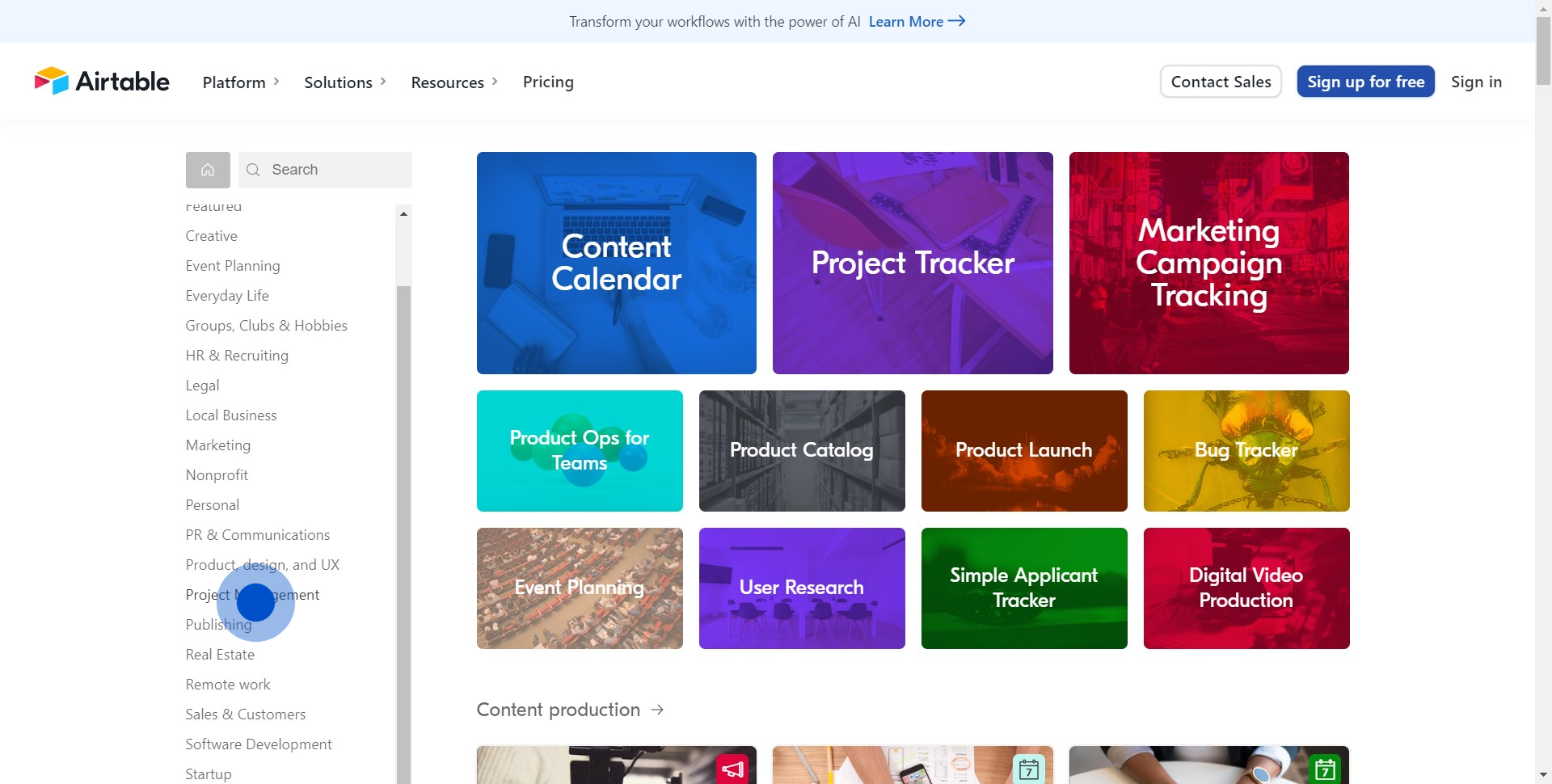 2 Click on "Project Management"
