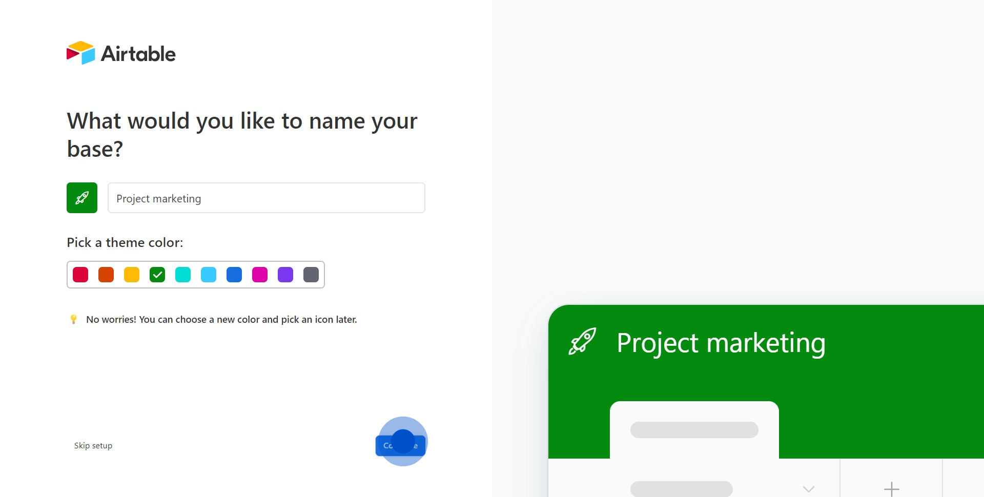 3 Click on "Continue"