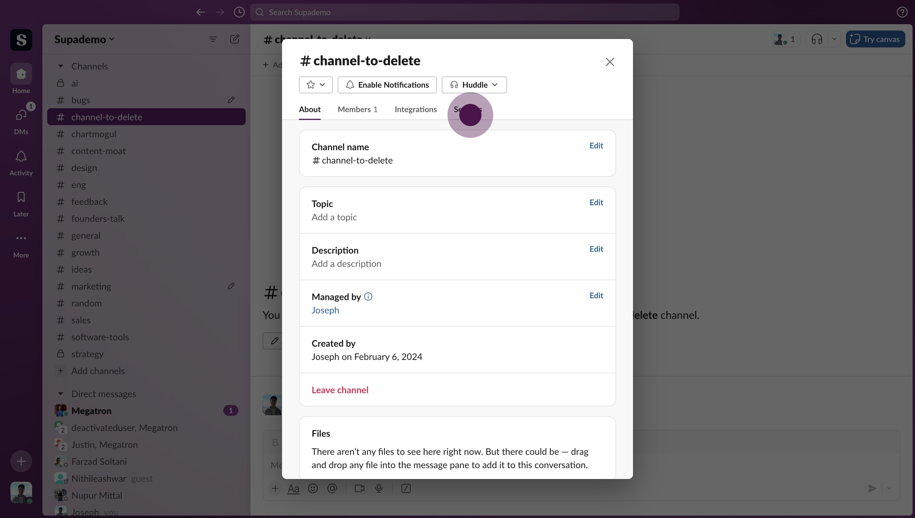 3 Click on "Settings"