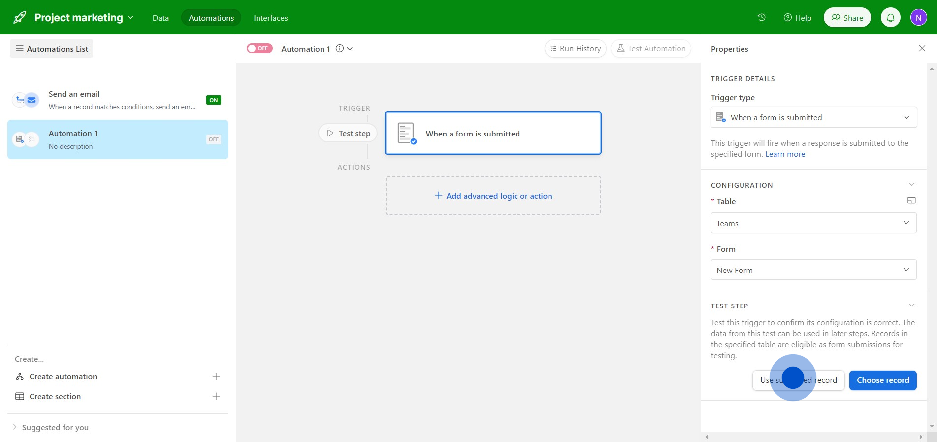 9 Click on "Use suggested record"