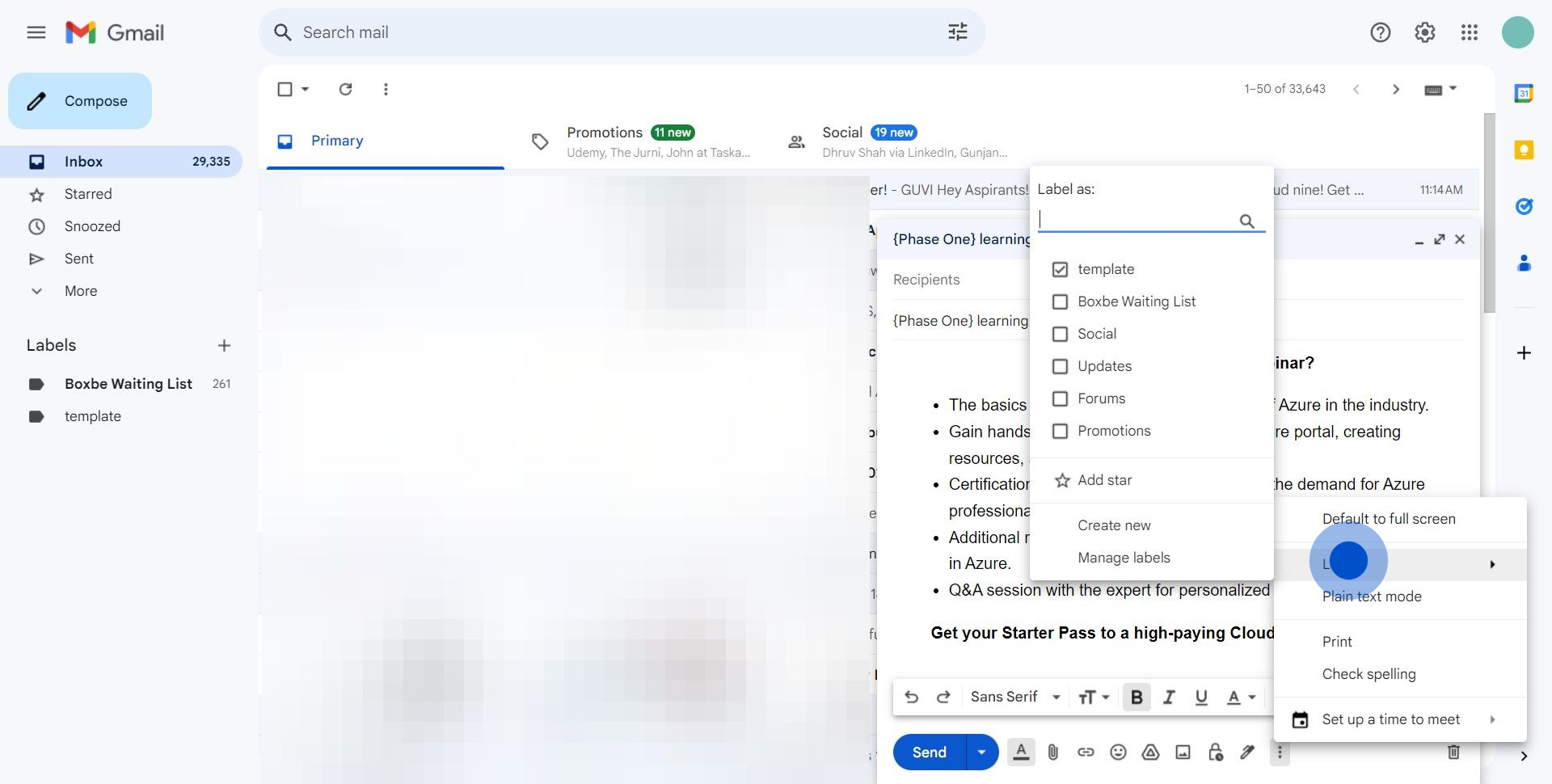 7 Click on "Label►"