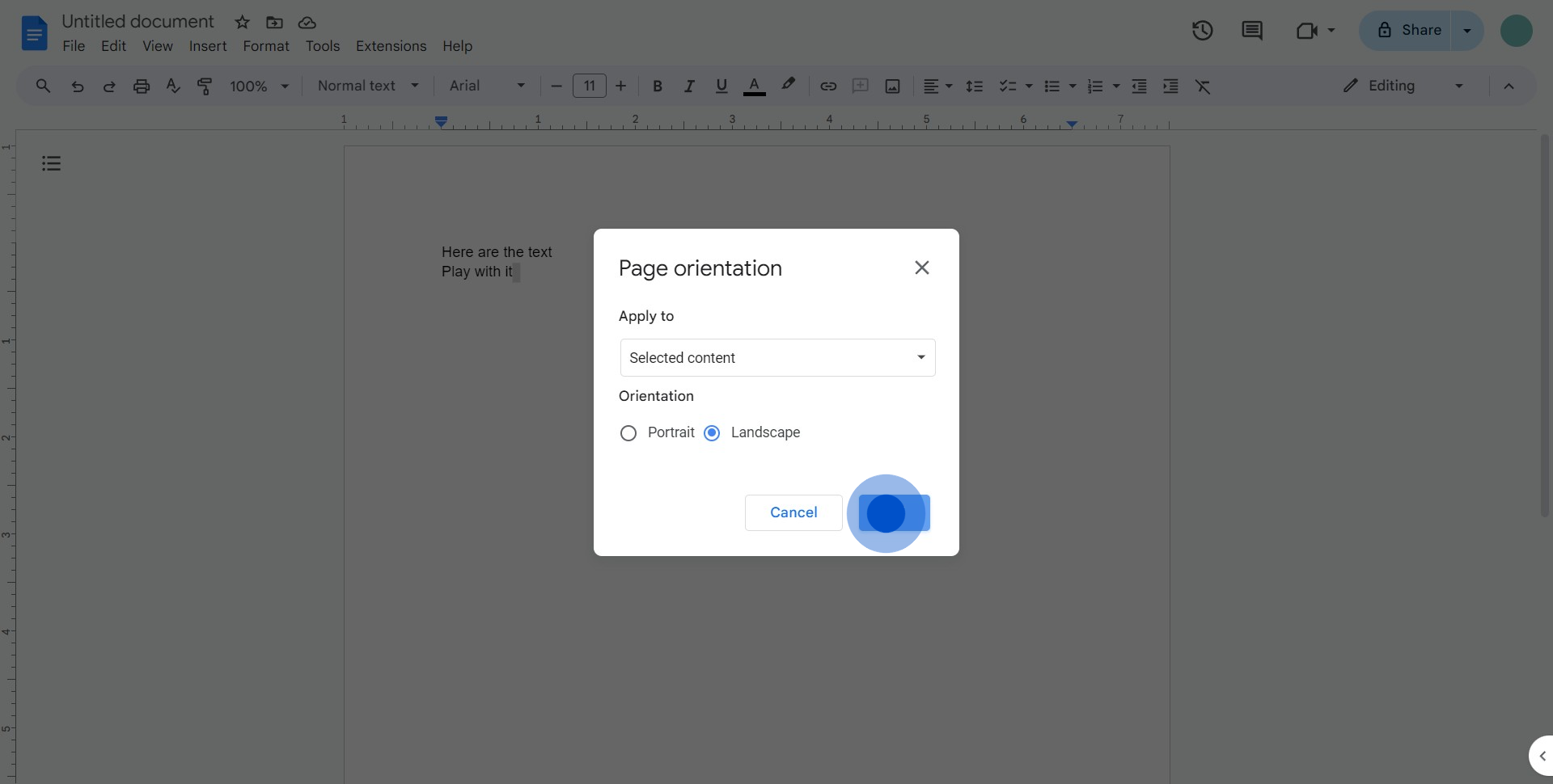 5 Click on "OK"