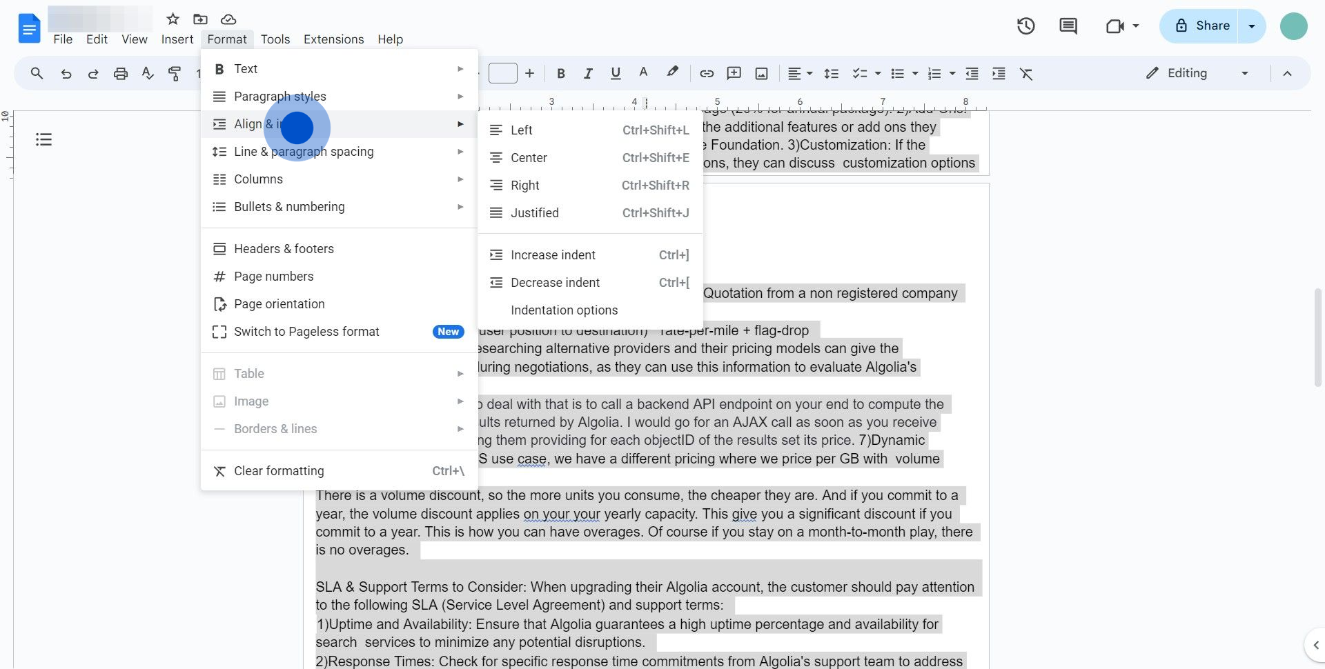 4 Click on "Align & indent"