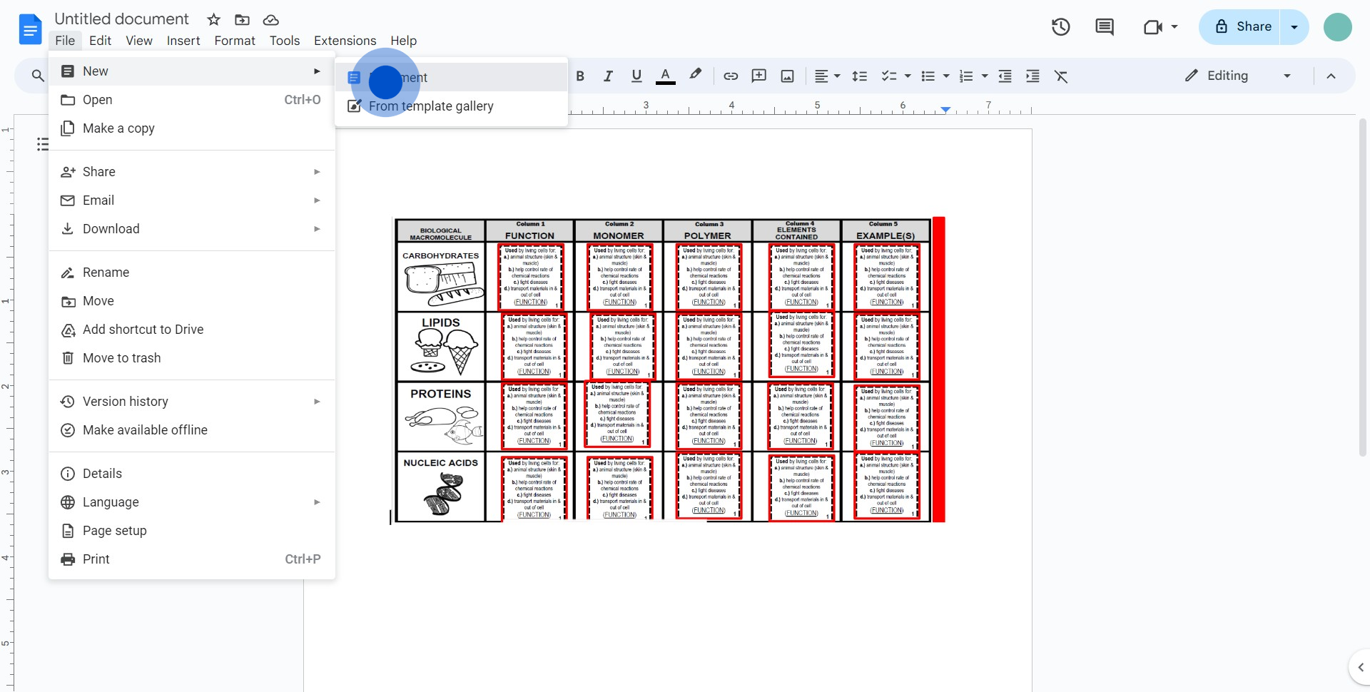 2 Click on "Document"