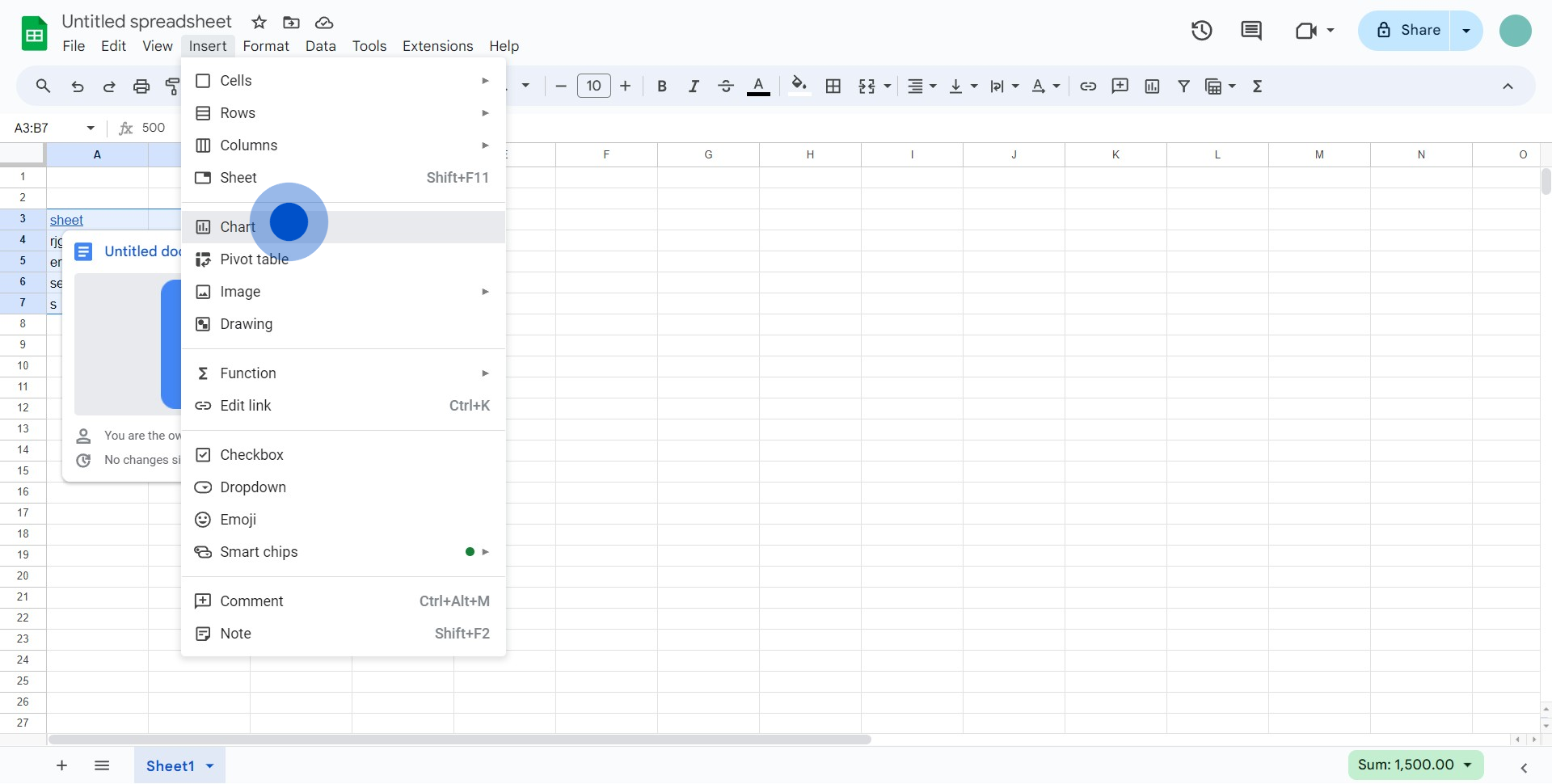 3 Click on "Chart"