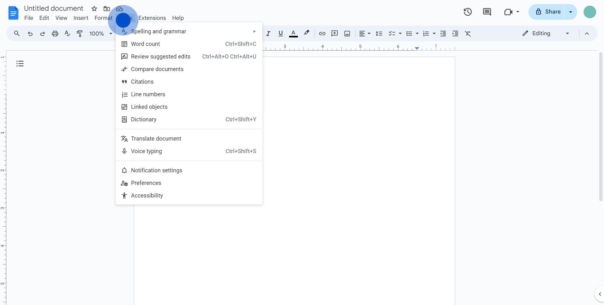 2 Click on "Tools"