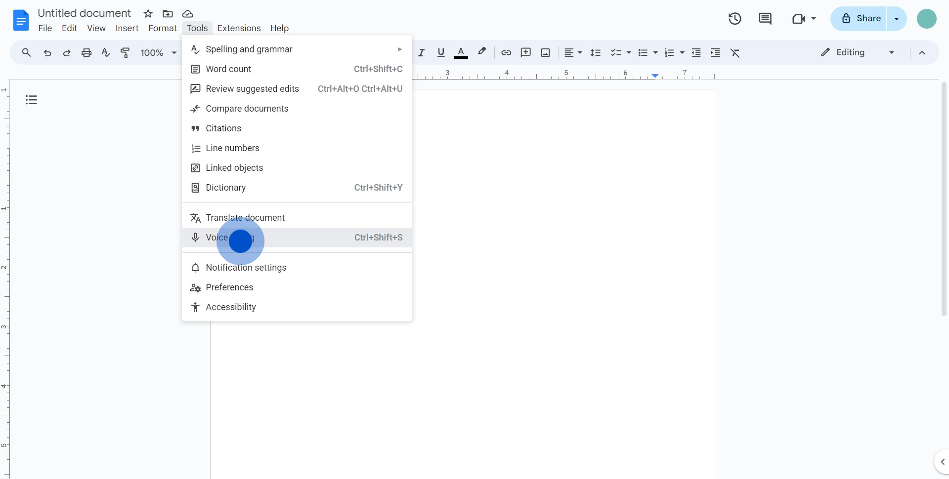 3 Click on "Voice typing"