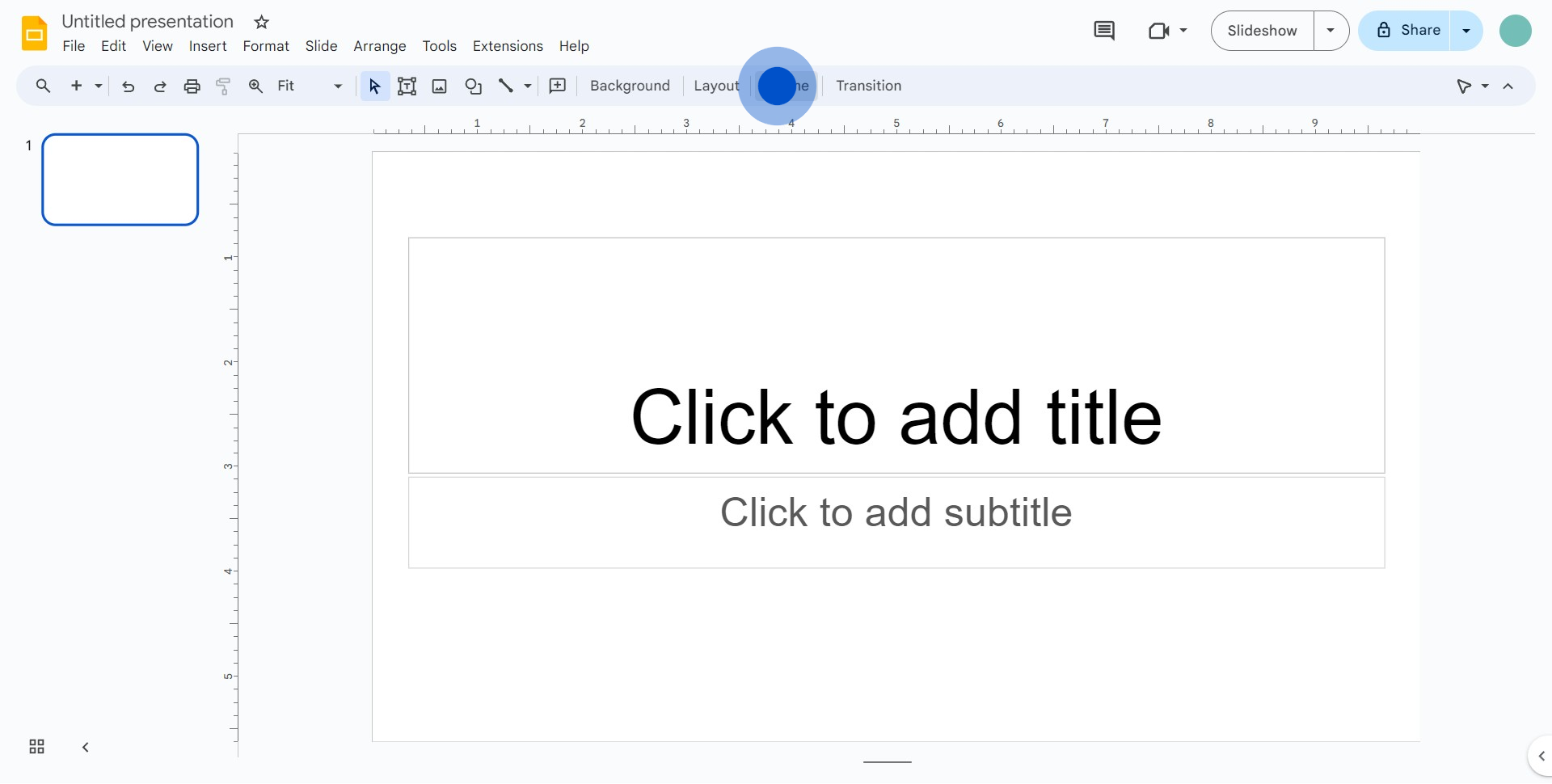 2 Click on "Theme"