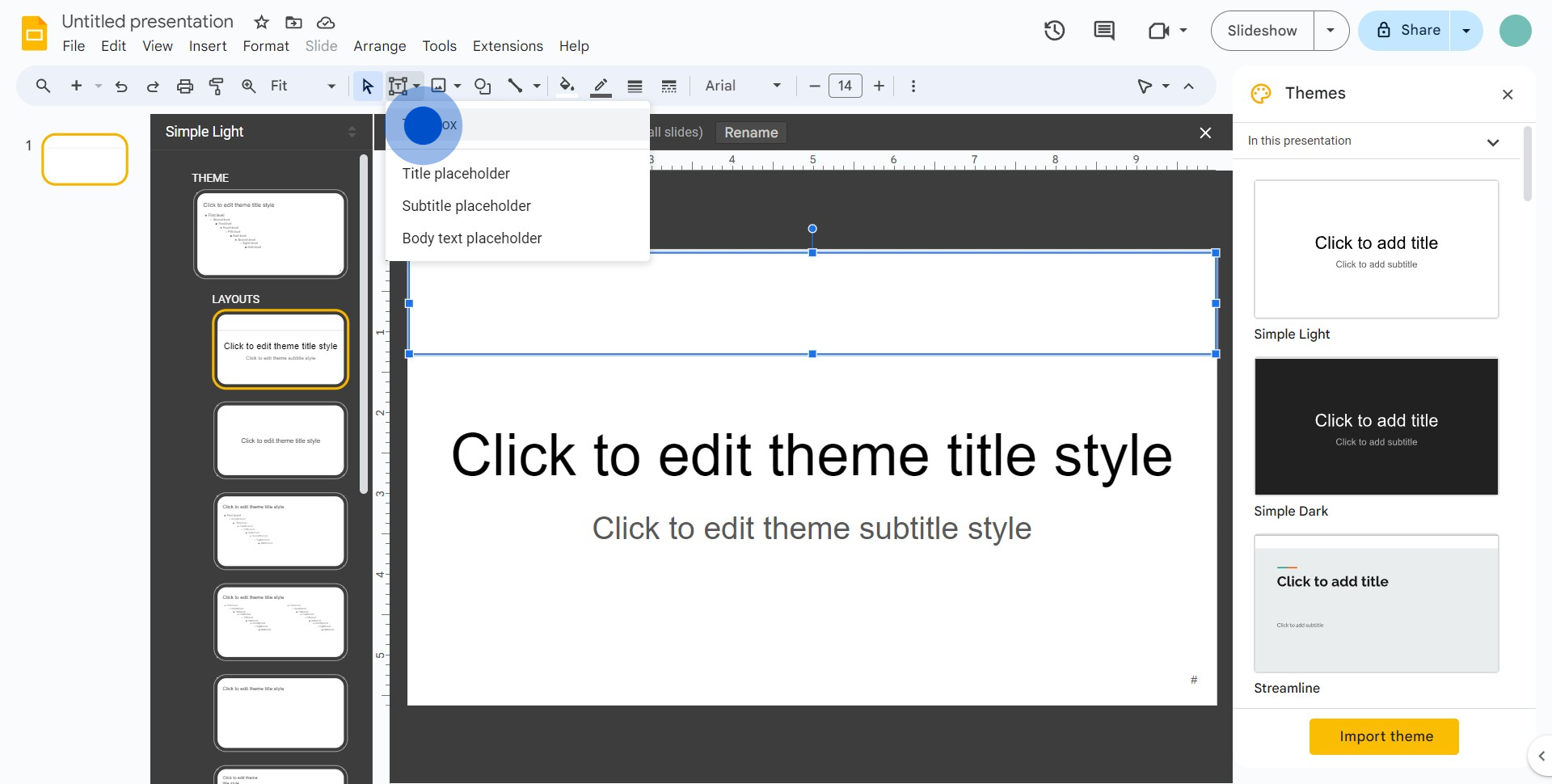 12 Click on "Text box"