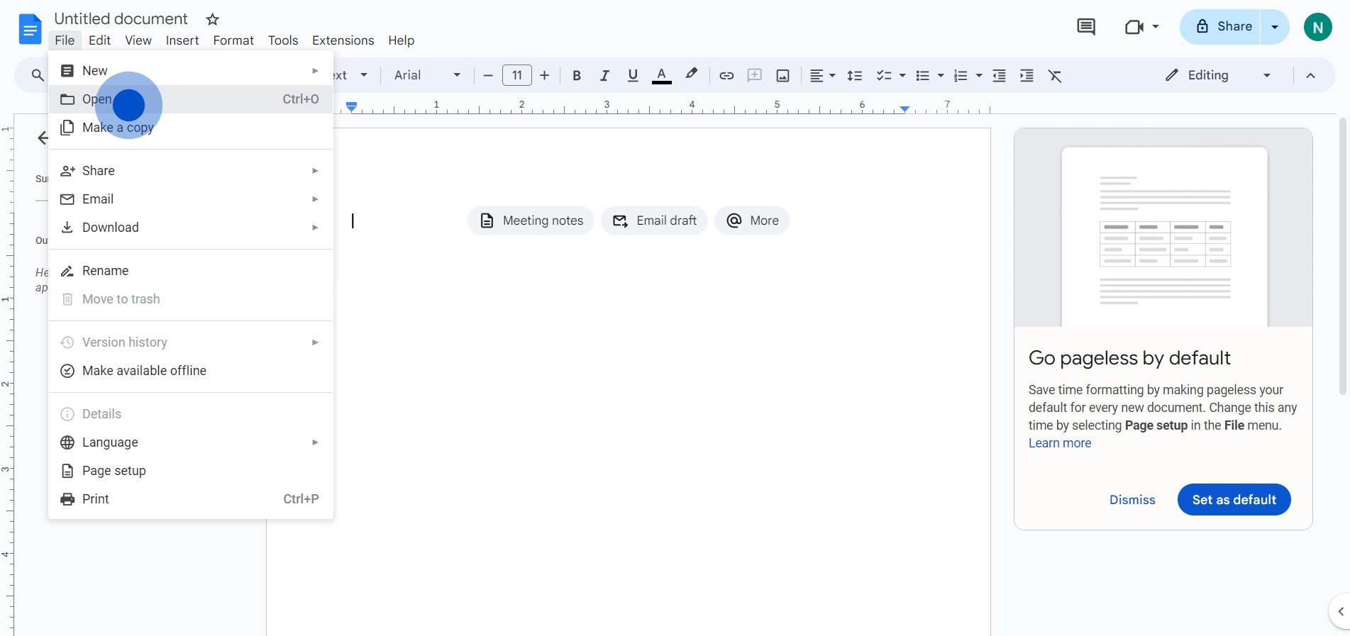 4 Click on "OpenCtrl+O"