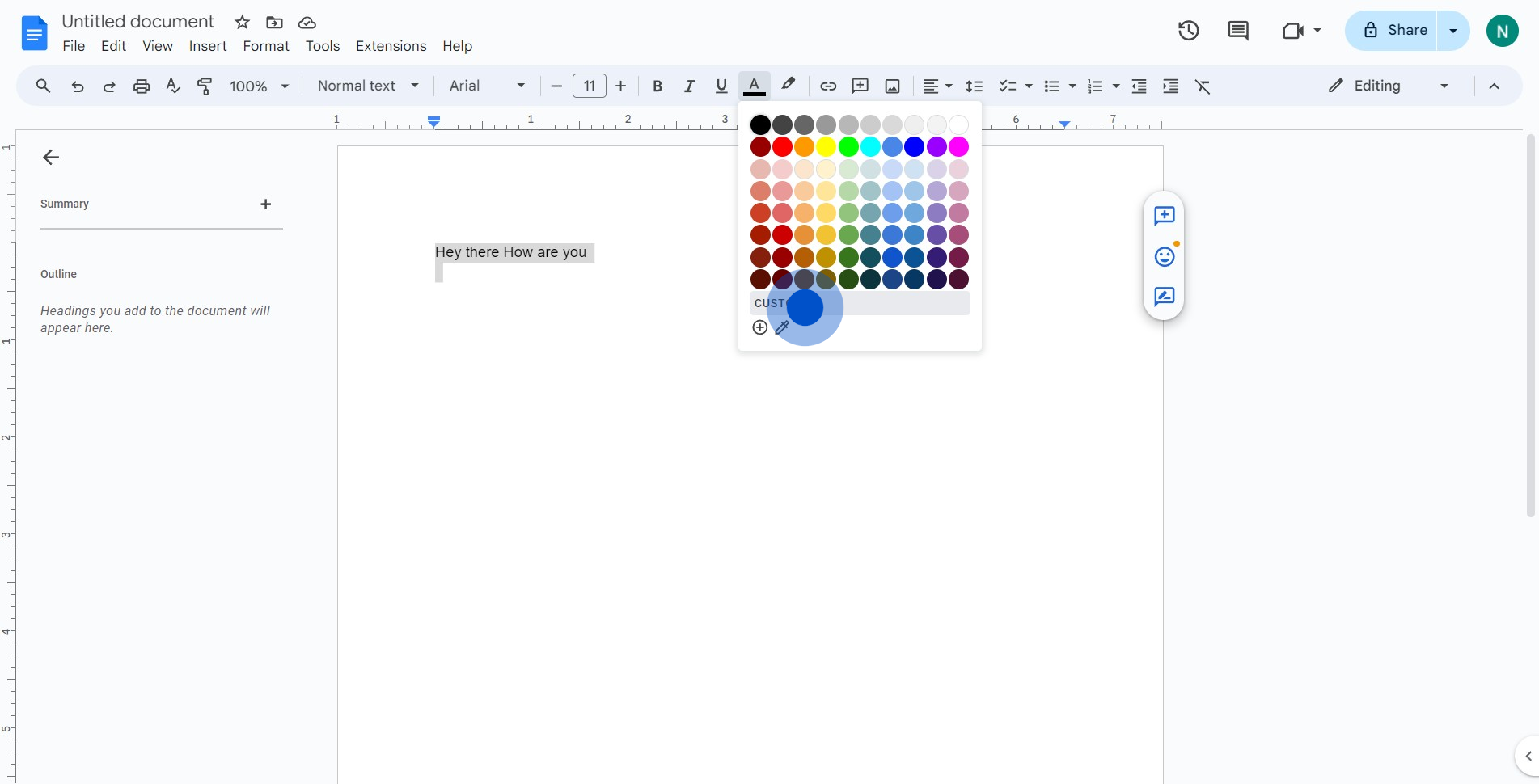 3 Click on "CUSTOM"