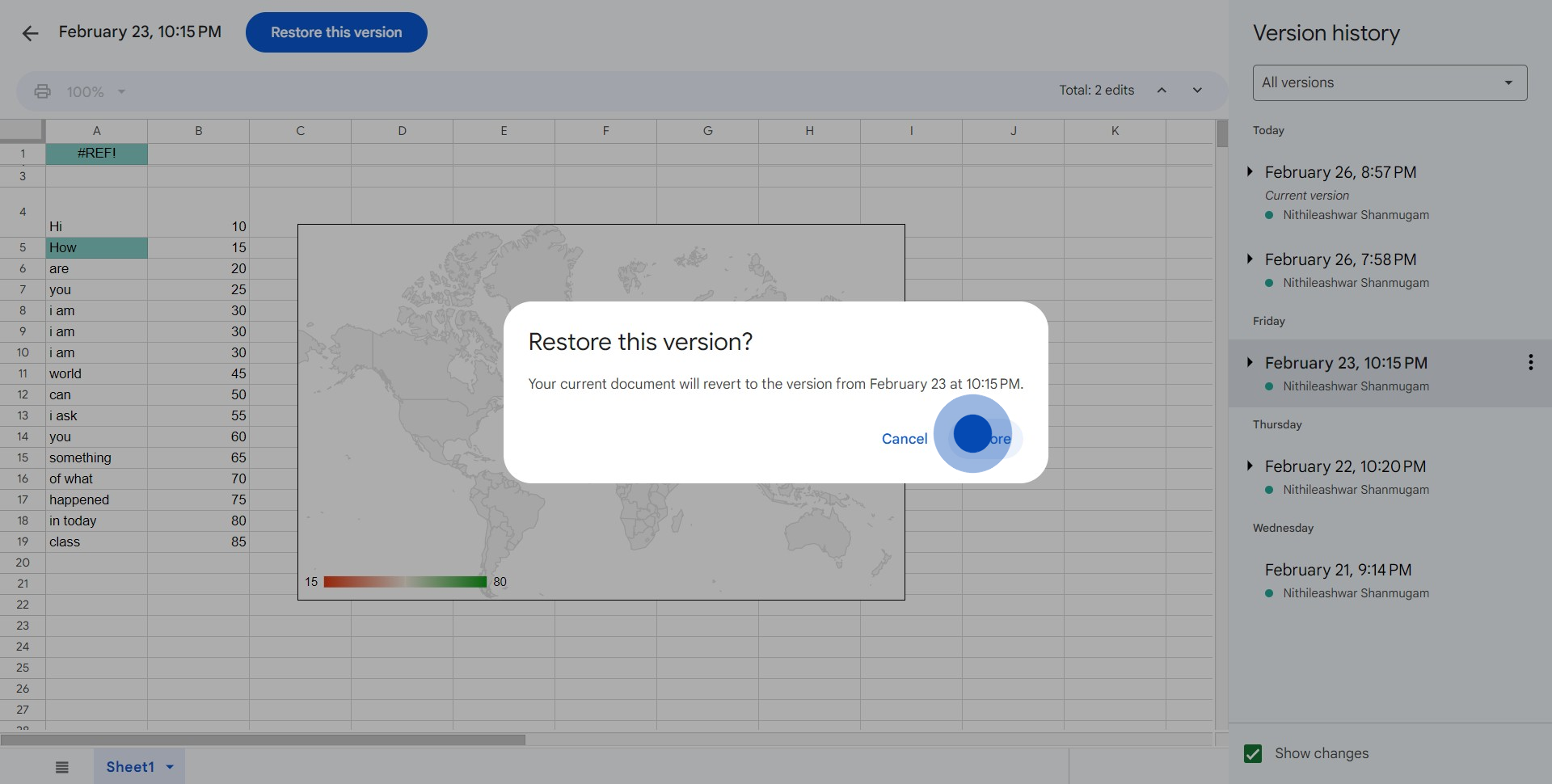 6 Click on "Restore"