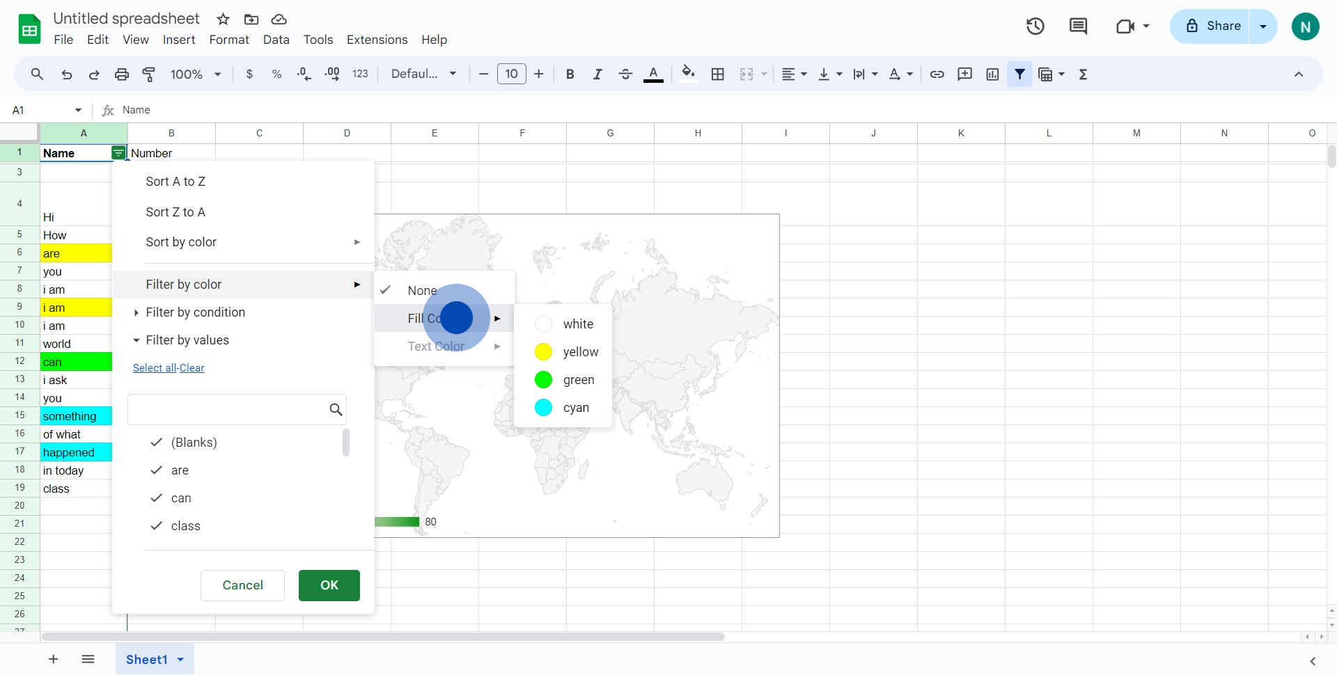 4 Click on "Fill Color►"