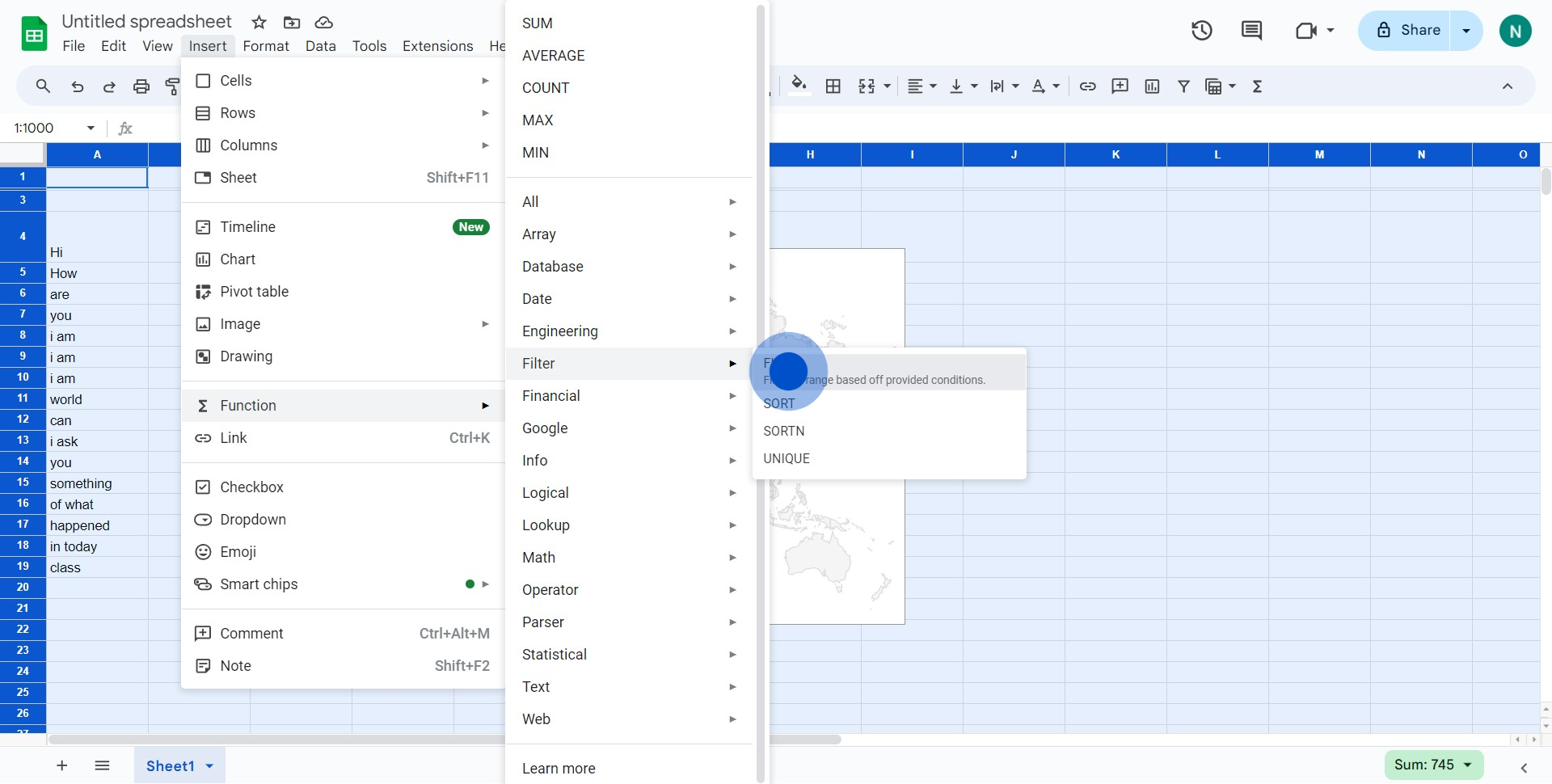 5 Click on "Filters a range..."