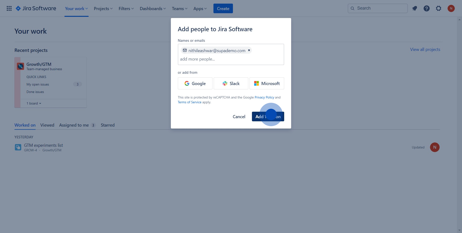 4 Click on "Add 1 person"