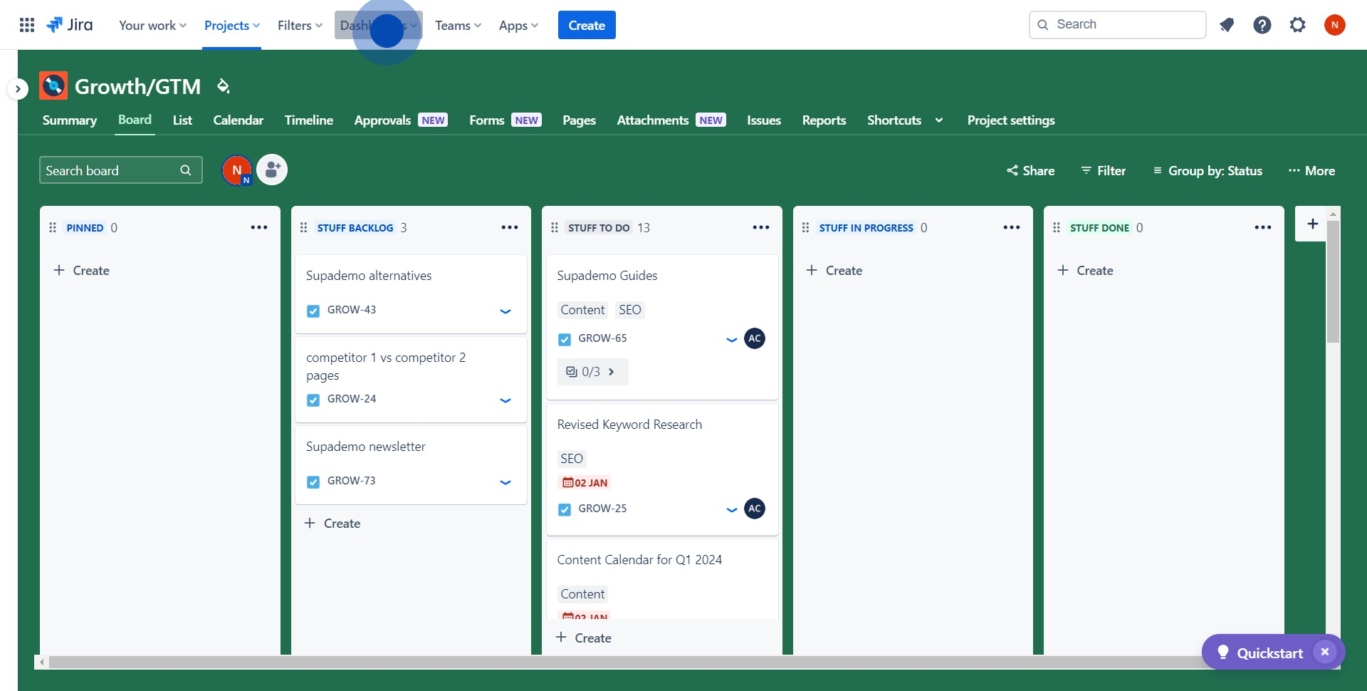 1 Click on "Dashboards"