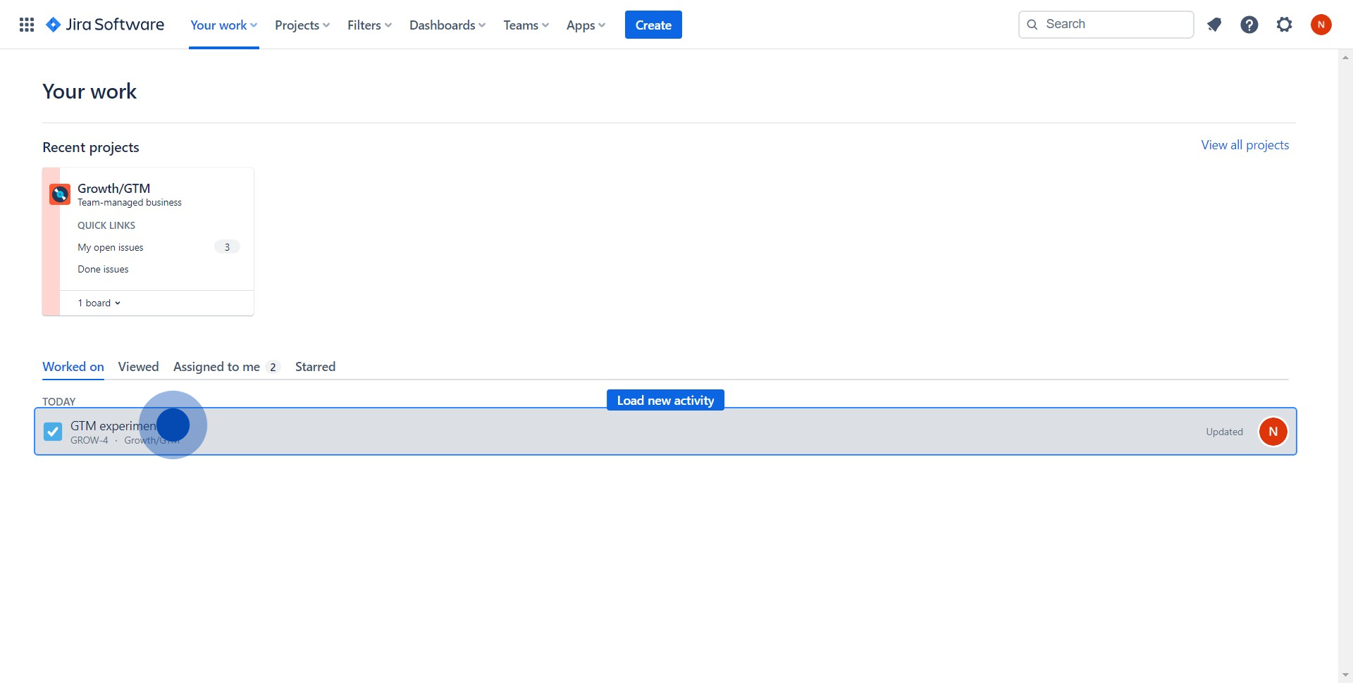 1 Click on "GTM experiments list"