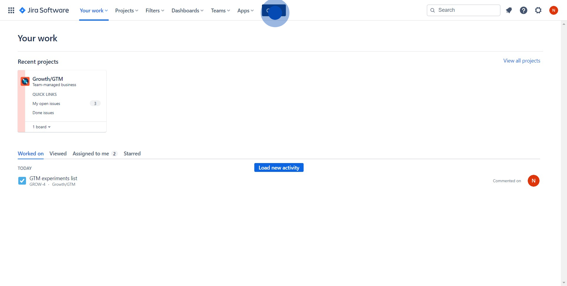 1 Click on "Create"