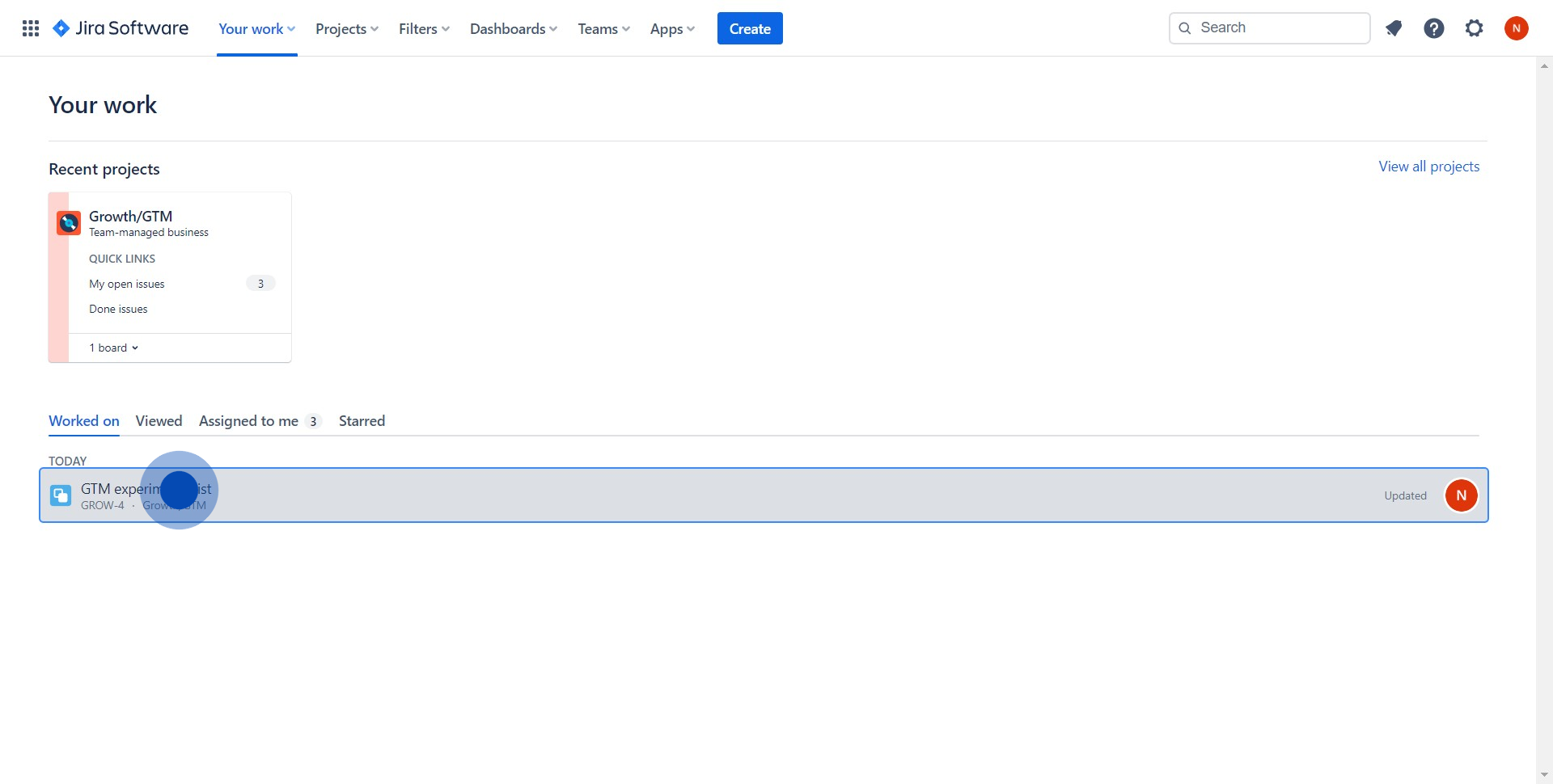 1 Click on "GTM experiments list"