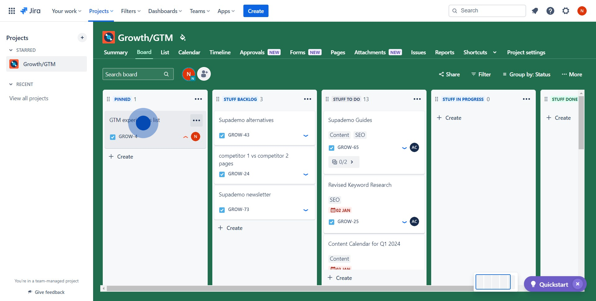 1 Click on "GTM experiments list"