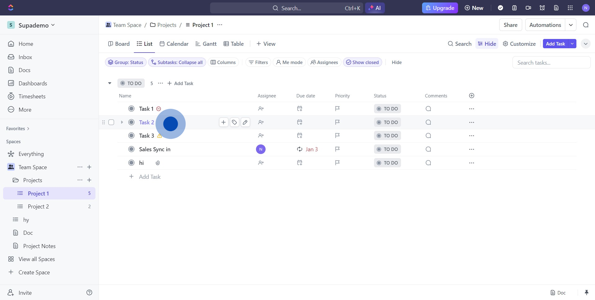 1 Click on "‎Task 2"