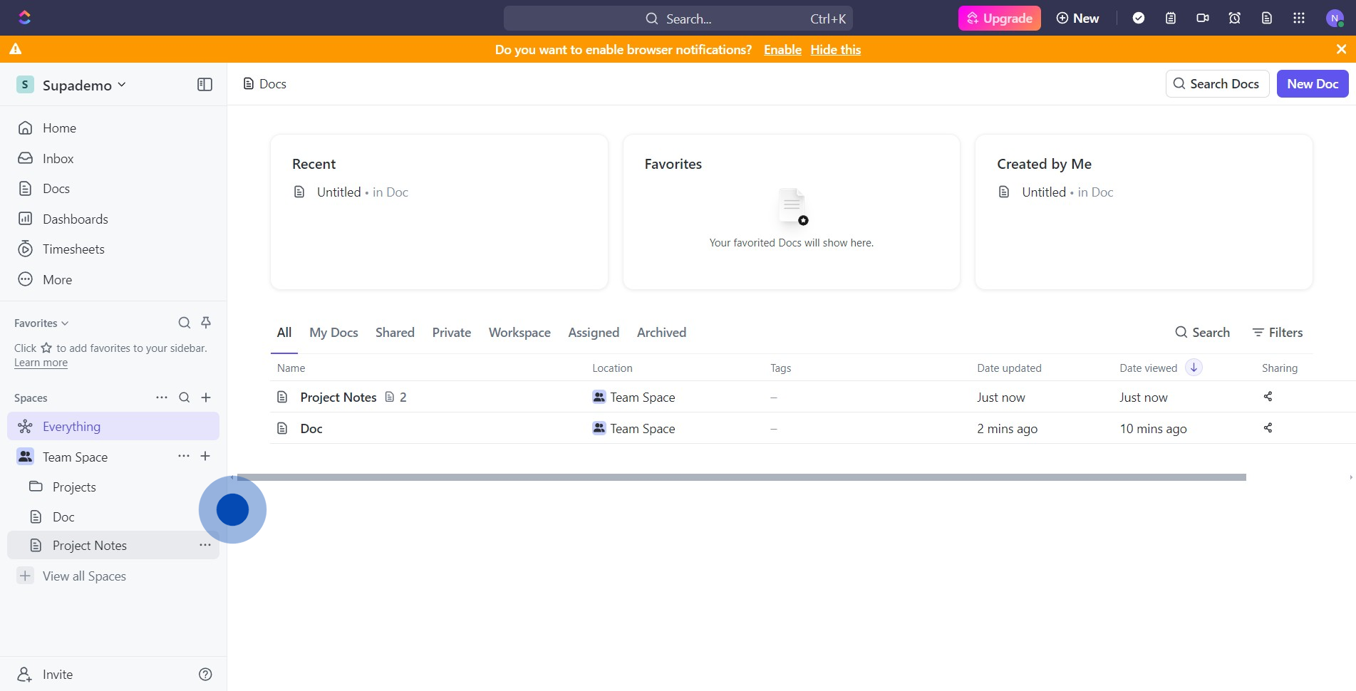 7 Click on "Project Notes"