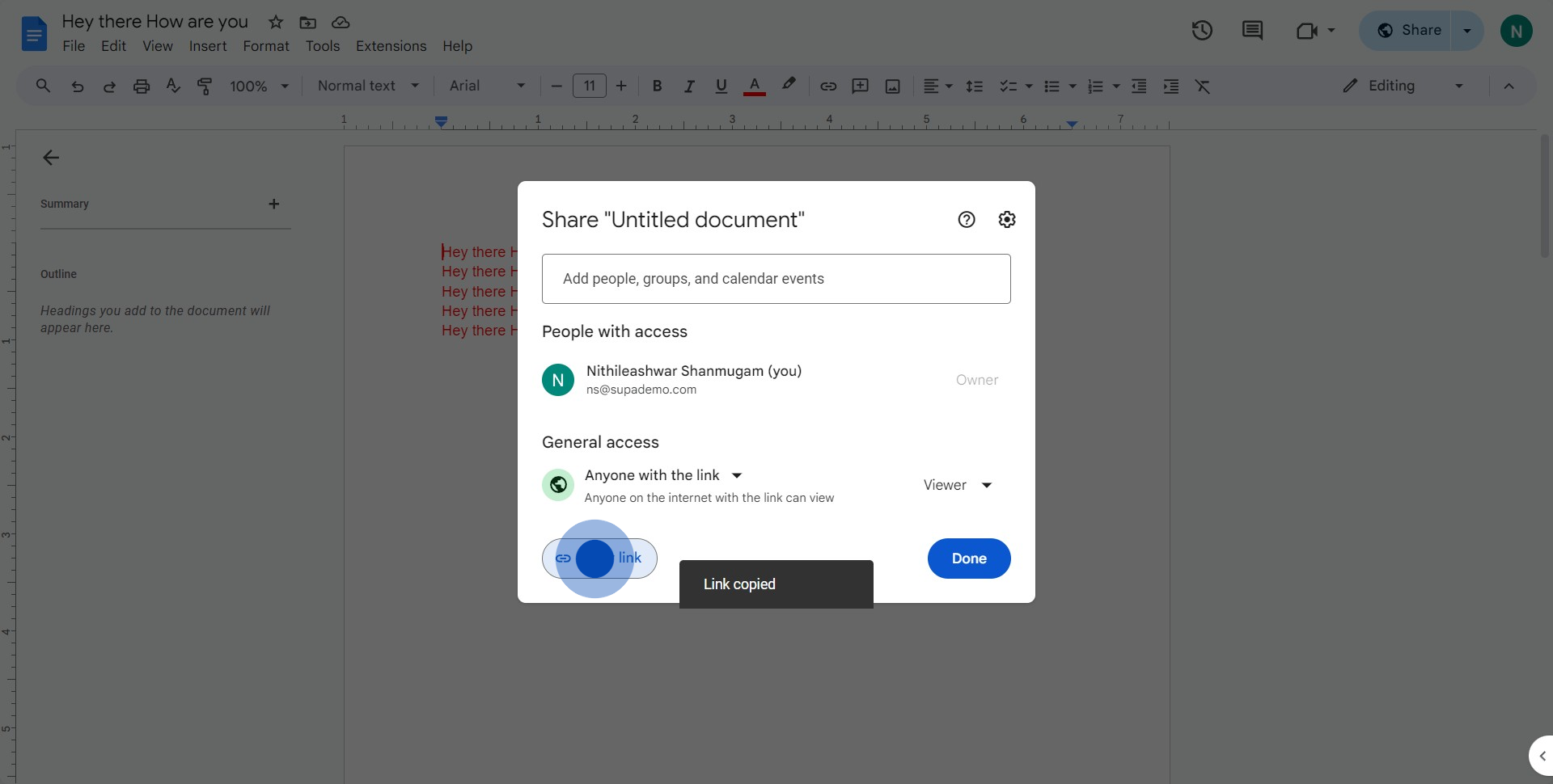 2 Click on "Copy link"