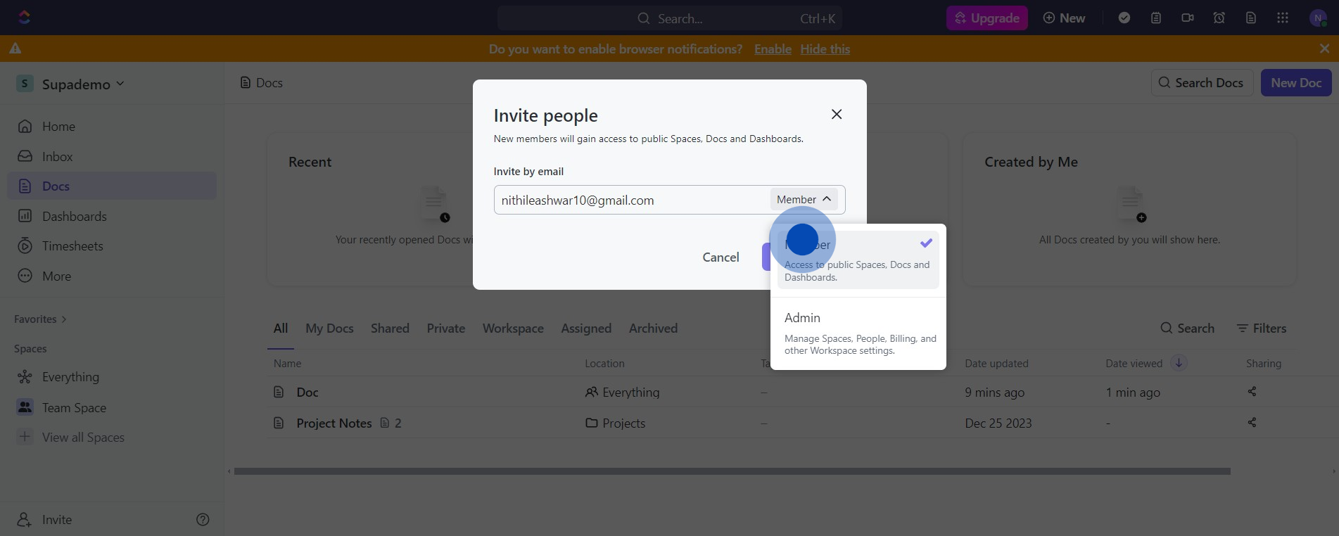 5 Click on "Member"