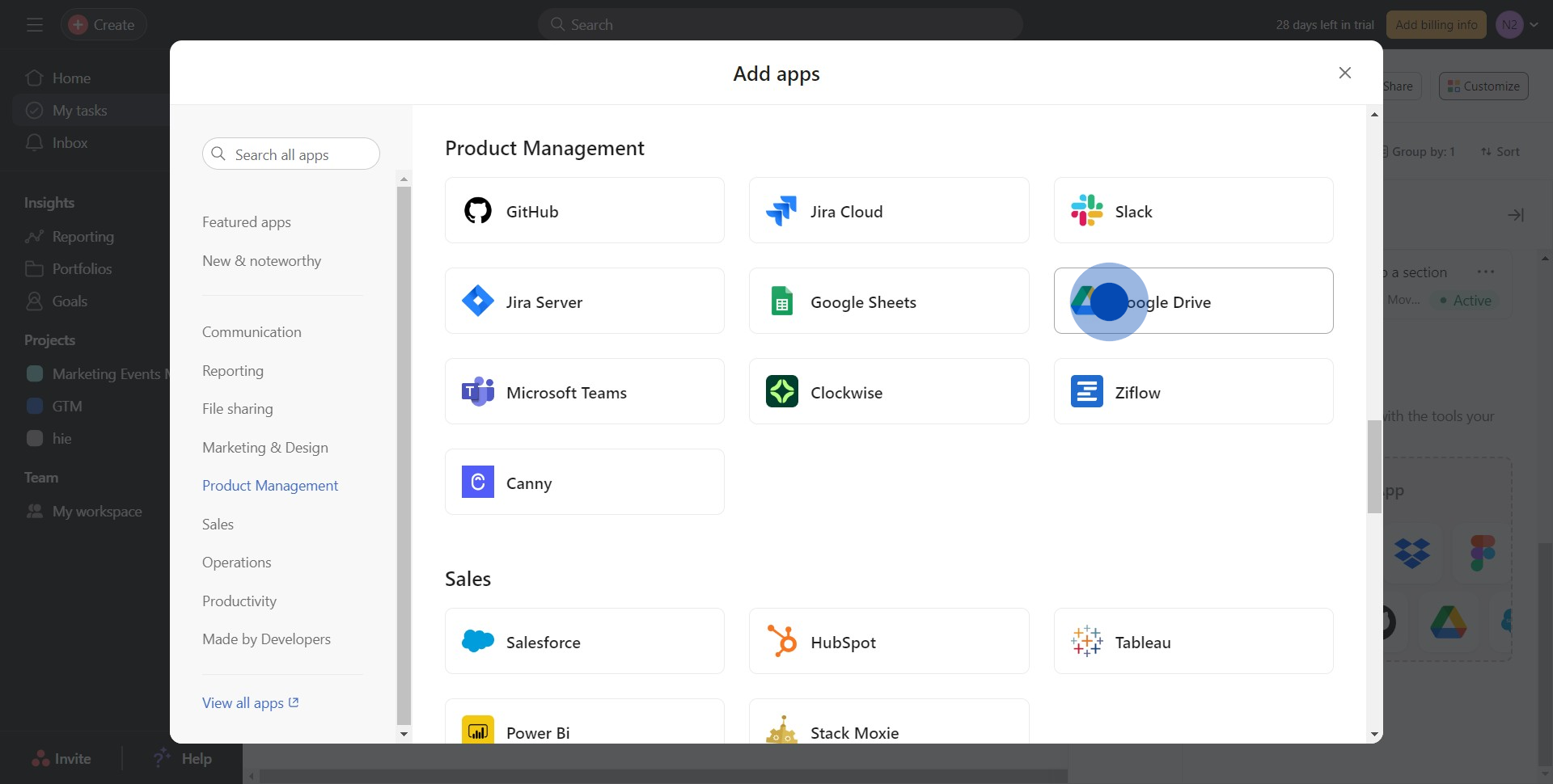 5 Click on "Google Drive"