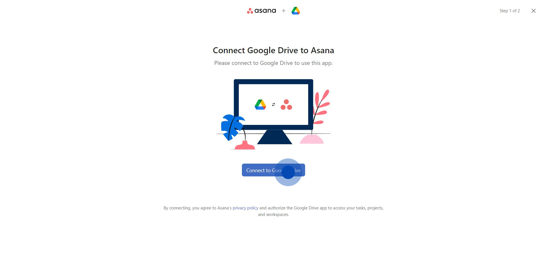 7 Click on "Connect to Google Drive"